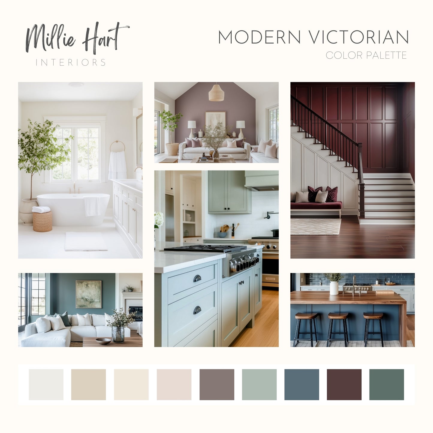 Modern Victorian Sherwin Williams Paint Palette, Paint Colors for Home, Modern Neutrals, Color Scheme, Victorian Color Scheme, Chinchilla