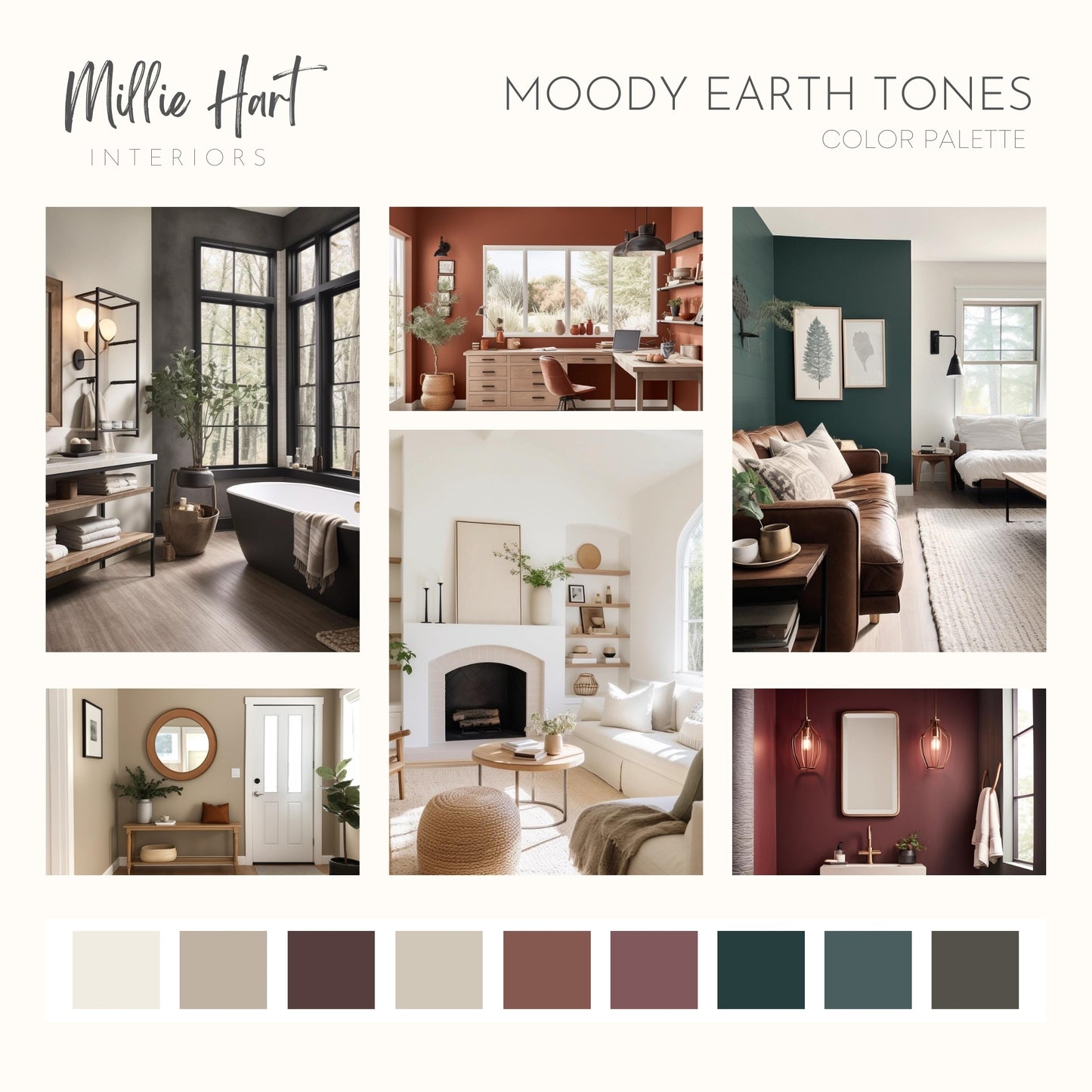 Moody Earth Tones, Benjamin Moore Paint Palette, Earthy Neutrals, Interior Paint Colors, Coordinating Interior Design, Color Palette, Smokey Taupe