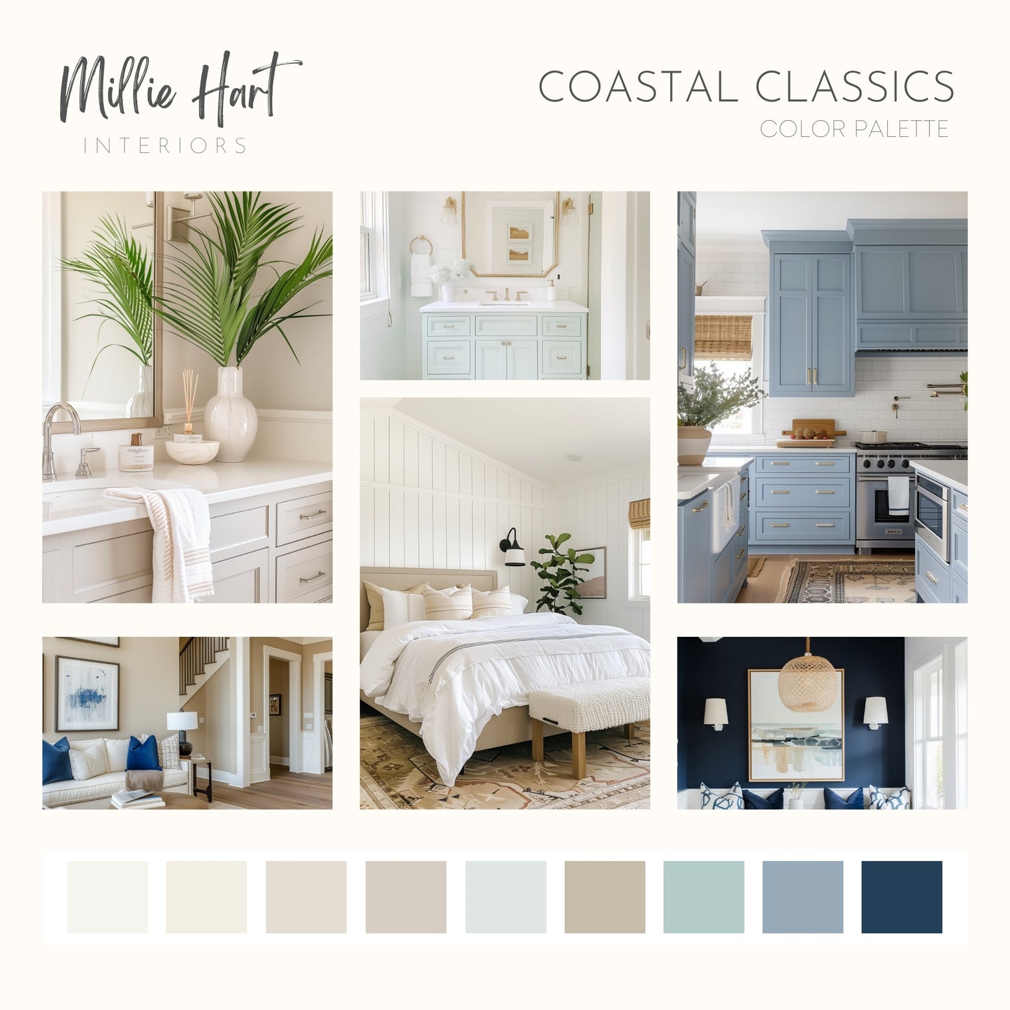 Coastal Classics Sherwin Williams Paint Palette, Paint Colors for Home, Cottage Neutrals, Whole House Scheme, Beach House Colors, Salty Dog