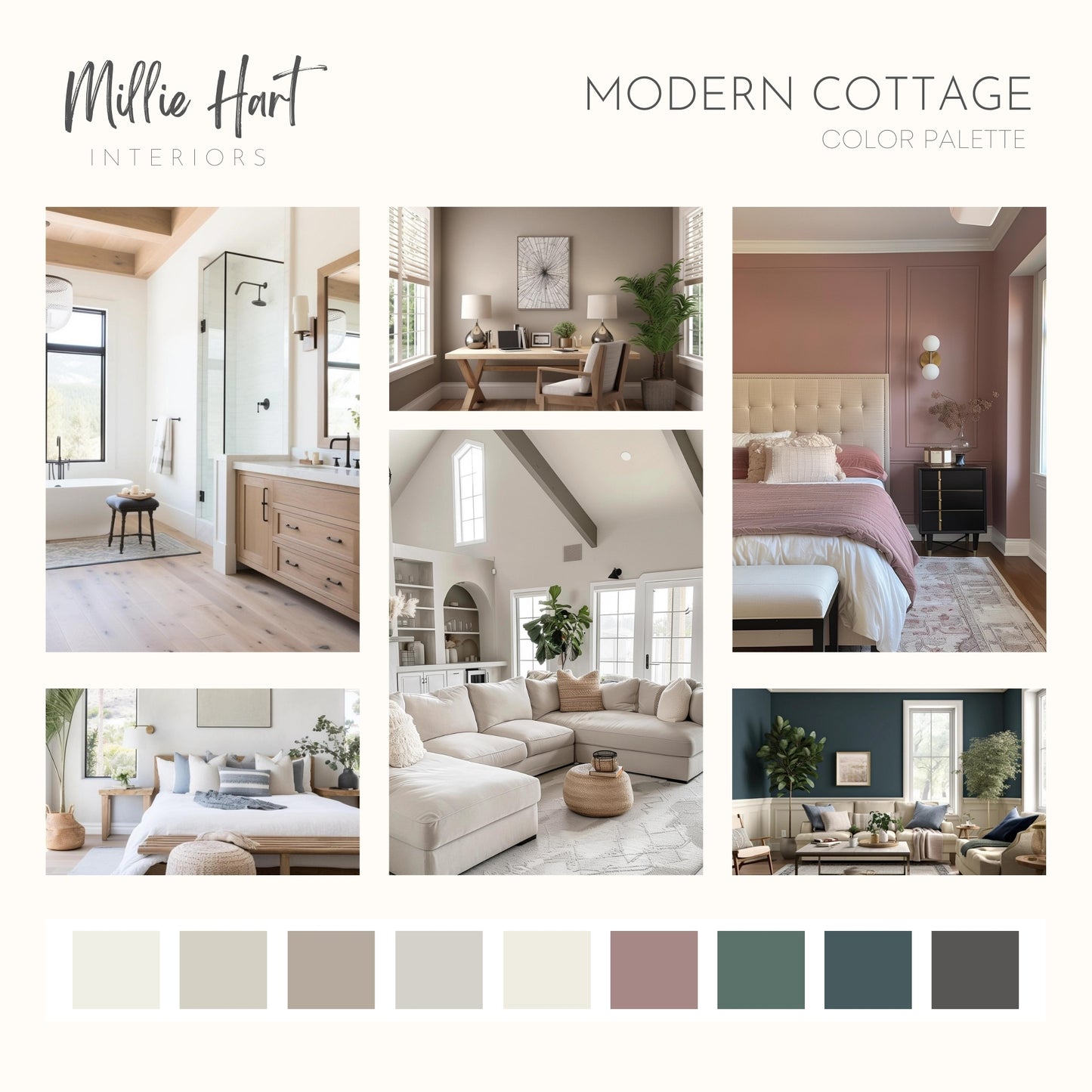 Modern Cottage Sherwin Williams Paint Palette, Warm Neutrals, Interior Paint Colors, Coordinating Interior Design, Color Palette, Perfect Greige