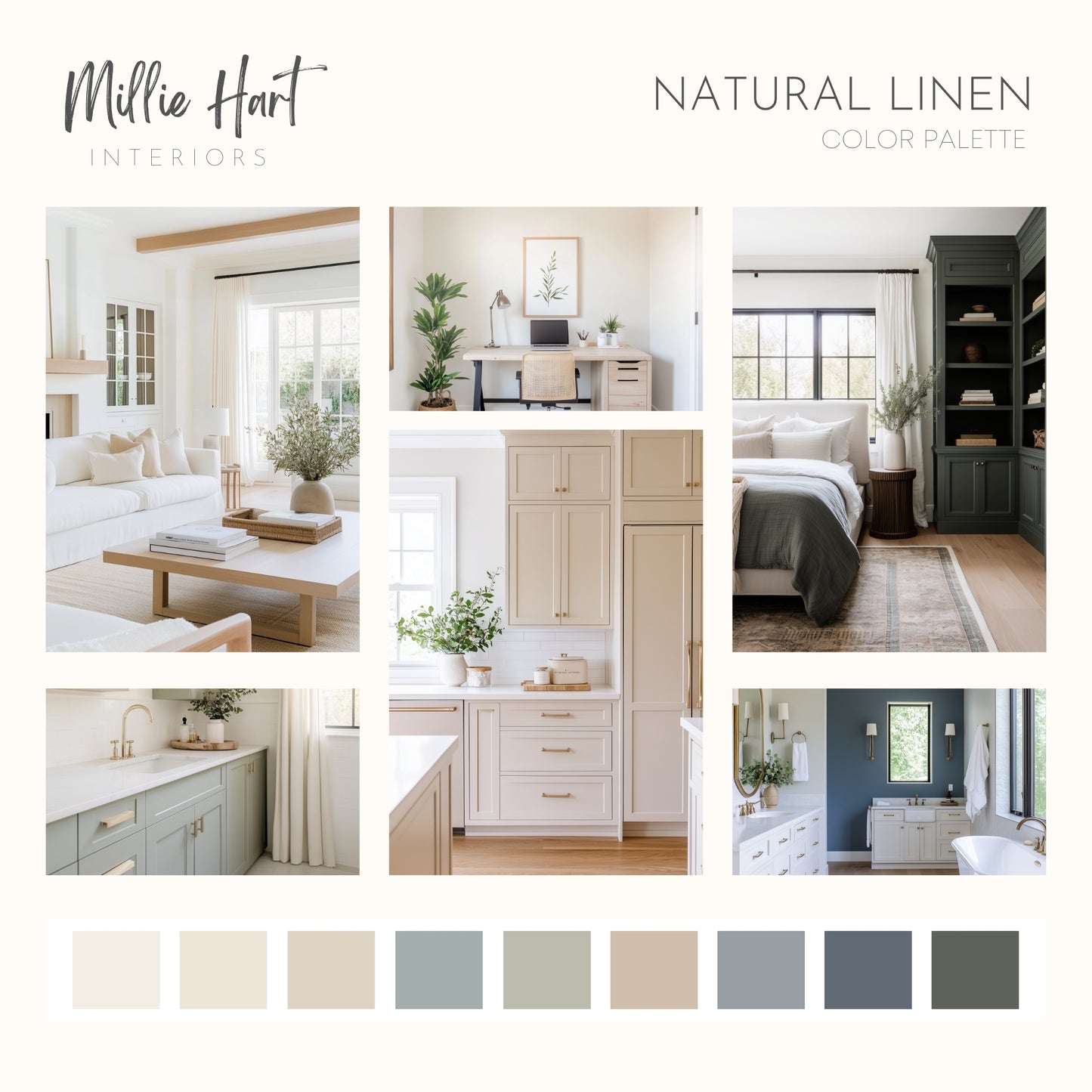 Natural Linen Sherwin Williams Paint Palette, Neutral Interior Paint Colors, Transitional, Mediterranean Coastal Color Scheme
