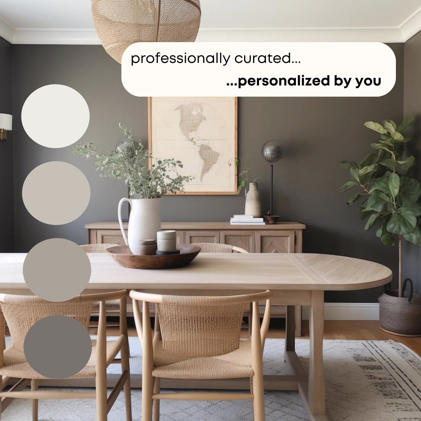 Greige Farmhouse Sherwin Williams Paint Palette - Modern Neutral Interior Paint Colors for Home - Coordinating Interior Design Color Palette, Sherwin Williams, Repose Gray