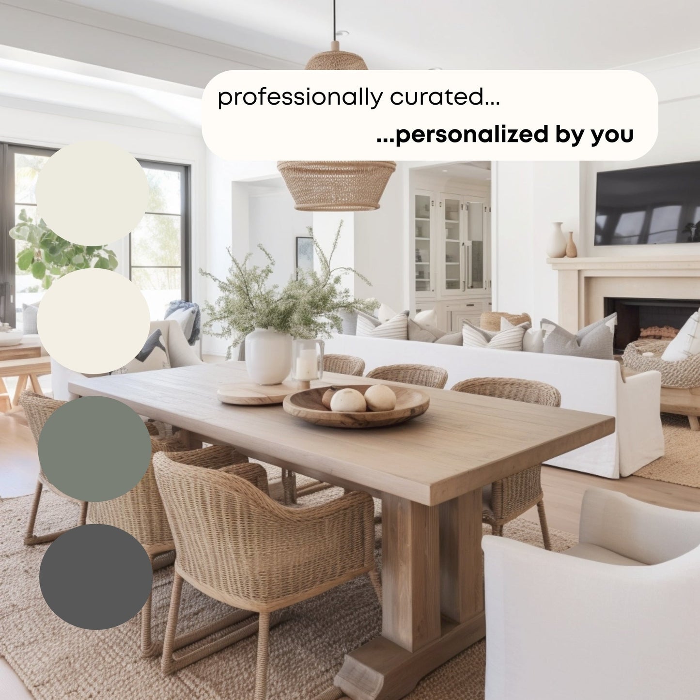 Amazon Green Benjamin Moore Paint Palette - Modern Neutral Interior Paint Colors for Home, Coastal Interior Design Color Palette, Lake House, Benjamin Moore Elmira White