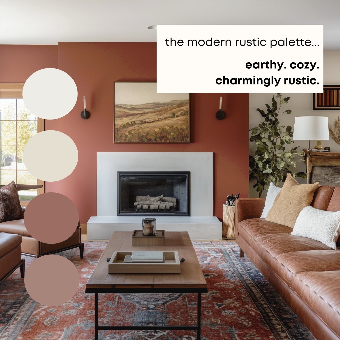 Modern Rustic Benjamin Moore Paint Palette, Paint Colors for Home, Modern Neutrals, Color Scheme, Organic Earth Tones, Cinnamon Slate