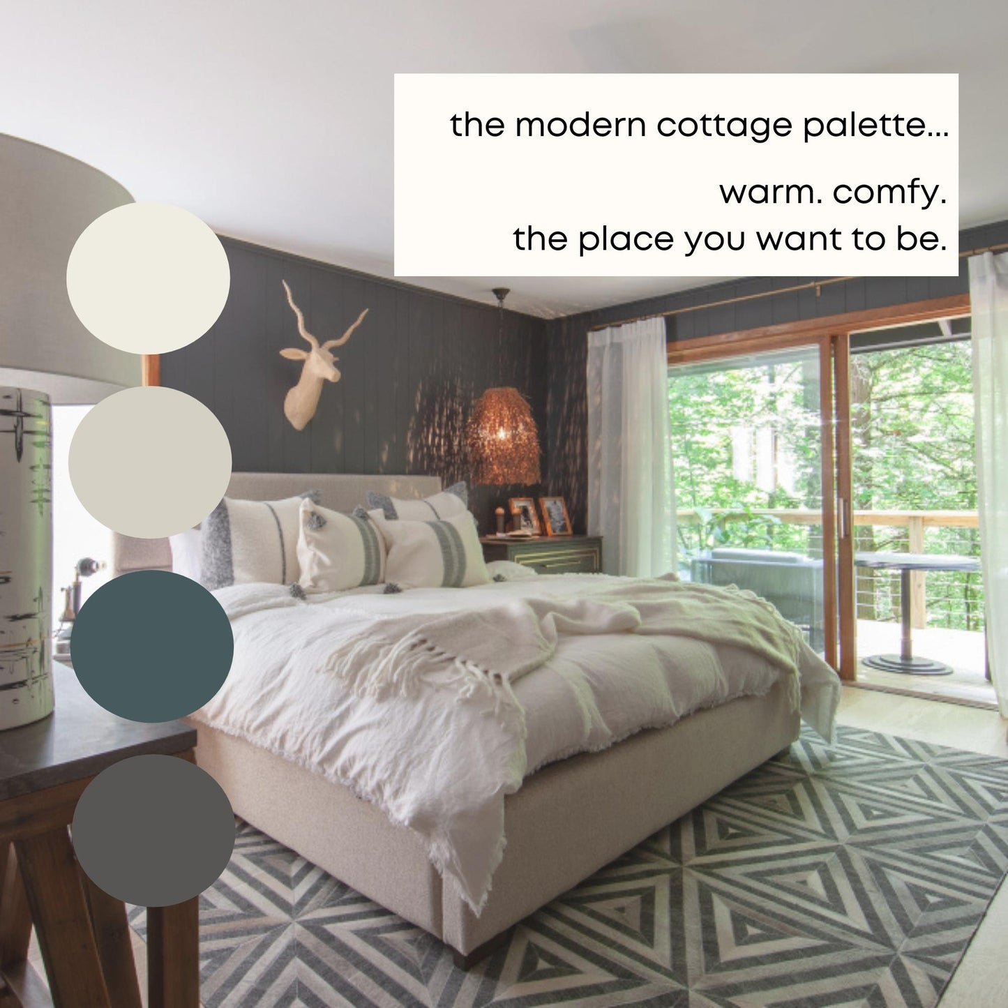 Modern Cottage Benjamin Moore Paint Palette, Warm Neutrals, Interior Paint Colors, Coordinating Interior Design, Color Palette, Jack Pine