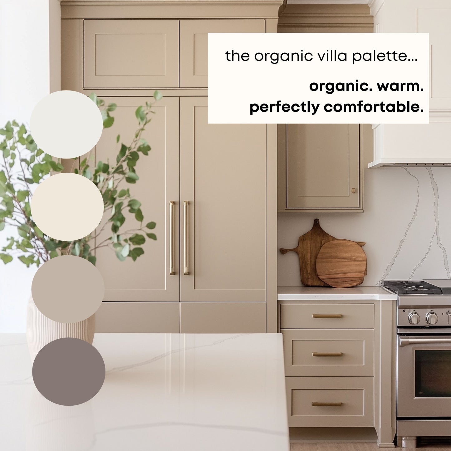 Organic Villa Sherwin Williams Paint Palette, Neutral Interior Paint Colors, Warm Color Scheme, Garden Gate