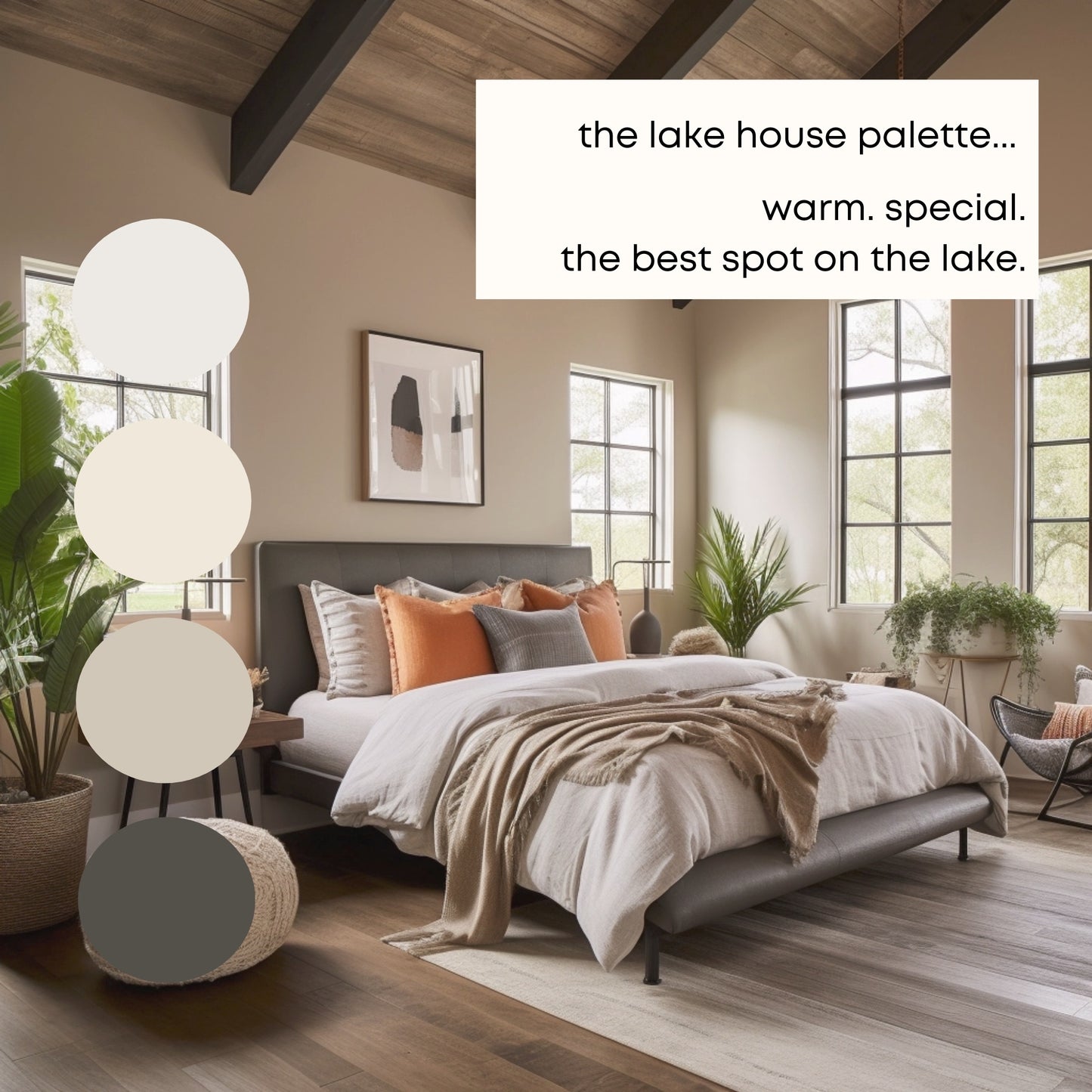 Lake House Benjamin Moore Paint Palette - Modern Neutral Interior Paint Colors for Home, Coastal Interior Design Color Palette, Lake House, Benjamin Moore Hale Navy