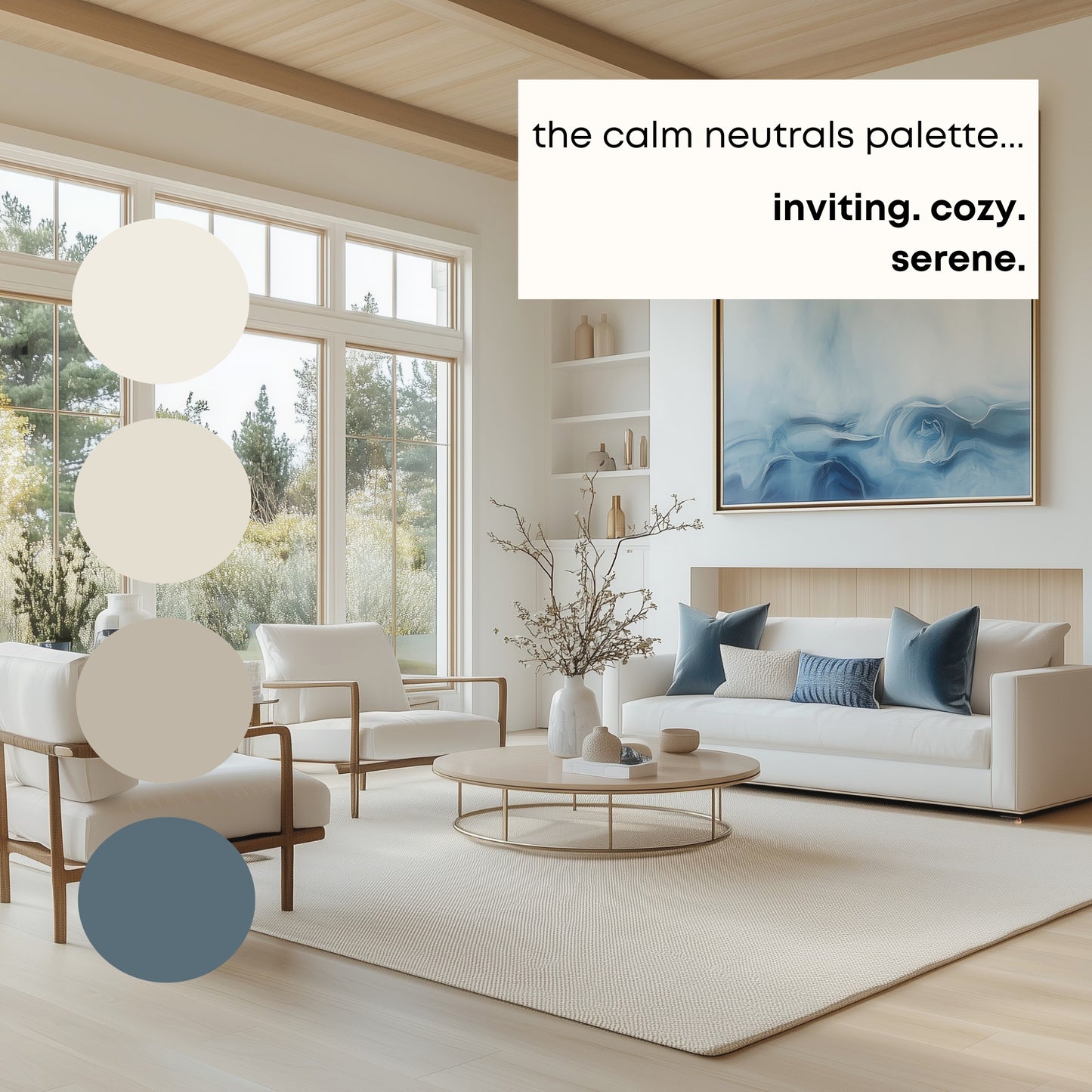Calm Neutrals Sherwin Williams Paint Palette, Calm Neutral Interior Paint Colors, Beach House Coastal Color Scheme, Natural Choice