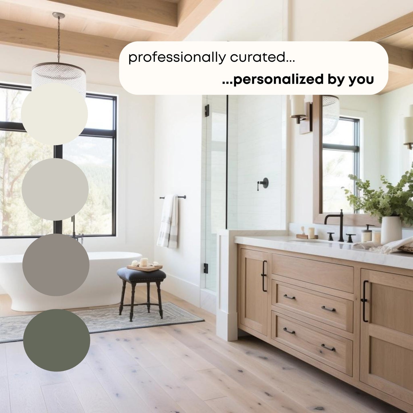 Rainy Afternoon Benjamin Moore Paint Palette, Modern Neutral Interior Paint Colors for Home, Rainy Afternoon Compliments, Warm Whites, White Dove