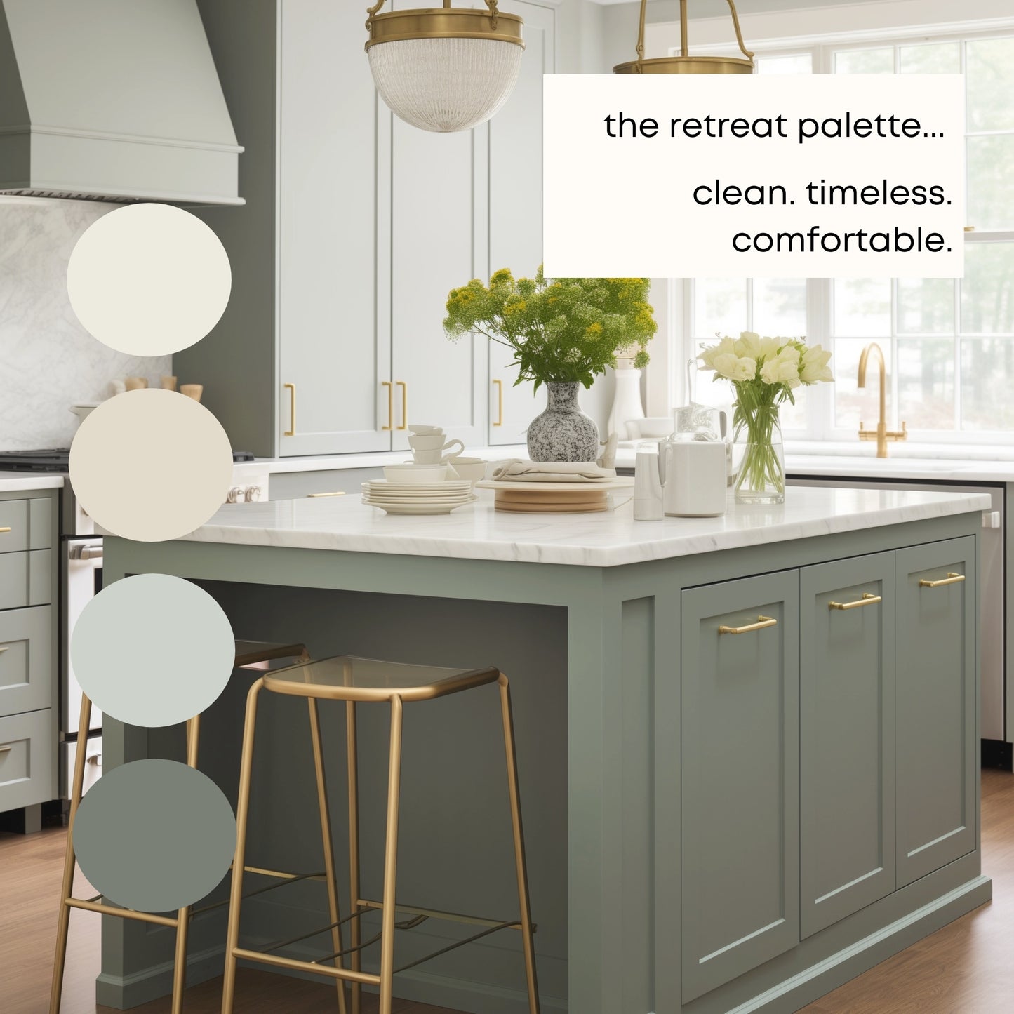 Retreat Sherwin Williams Paint Palette - Modern Neutral Interior Paint Colors for Home, Coastal Interior Design Color Palette, Lake House, Sherwin Williams Sea Salt