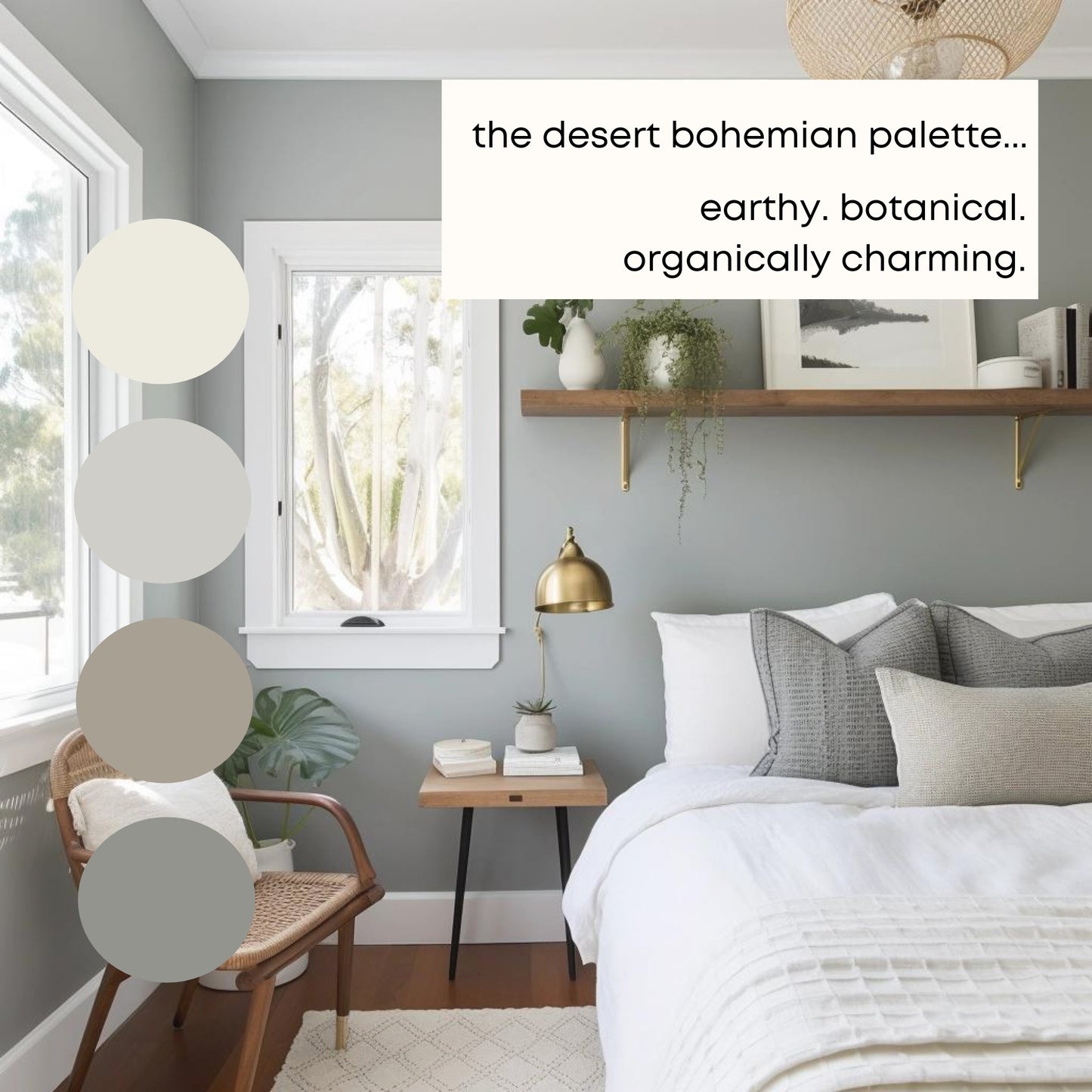 Desert Bohemian Sherwin Williams Paint Palette, Paint Colors for Home, Modern Neutrals, Color Scheme, Organic Earth Tones, Gorgeous White