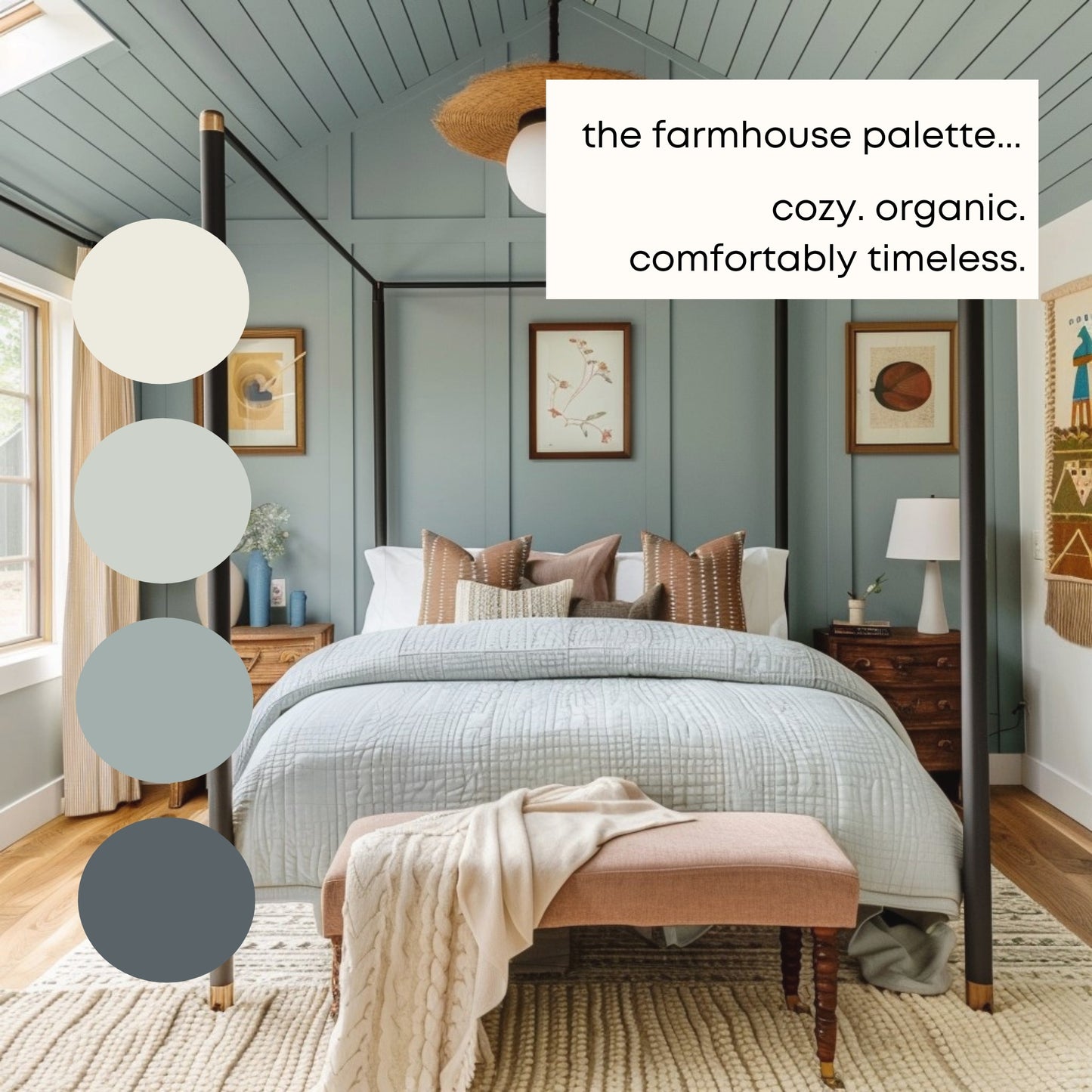 Farmhouse Benjamin Moore Paint Palette, Neutral Interior Paint Colors, Modern Farmhouse Color Scheme, Revere Pewter