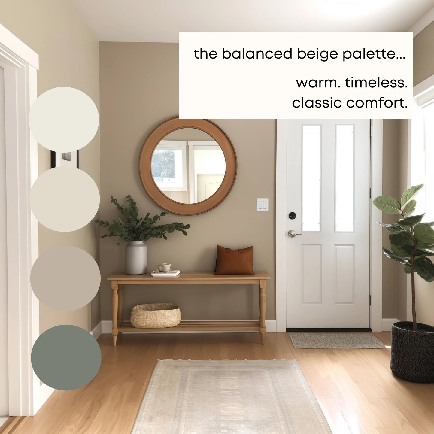Balanced Beige Sherwin Williams Paint Palette, Modern Neutral Interior Paint Colors for Home, Balanced Beige Compliments, Warm Whites, Retreat