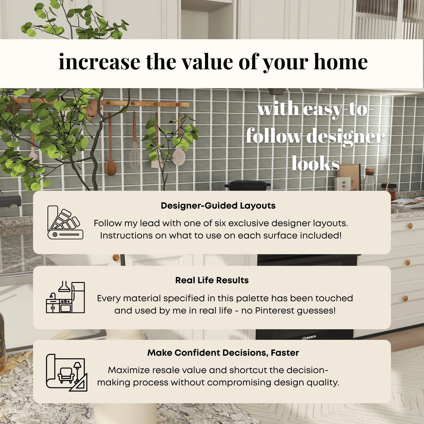 Calm Coastal Kitchen Materials Palette, Materials and Paint Colors for Renovation and New Build Kitchen Projects