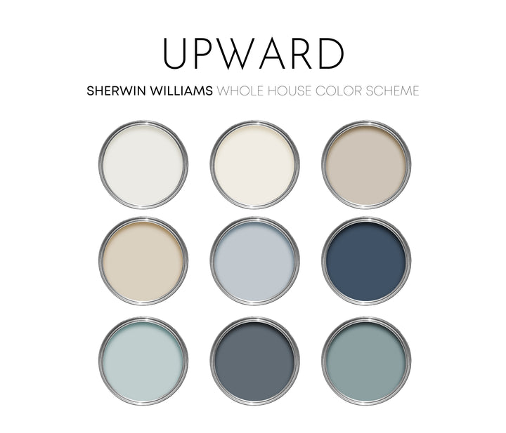 Upward Sherwin Williams Paint Palette, Interior Paint Colors for Home, 2024 Color of the Year, Coastal Colors, Pure White
