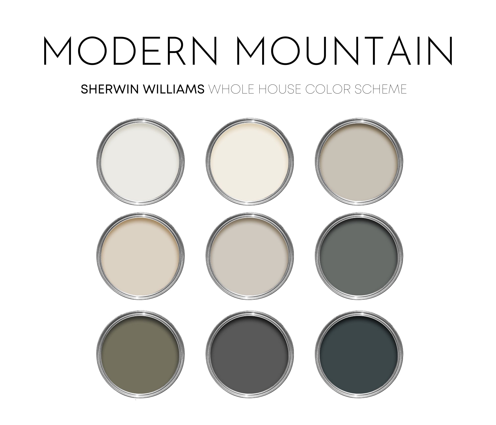 Modern Mountain Sherwin Williams Paint Palette, Neutral Interior ...