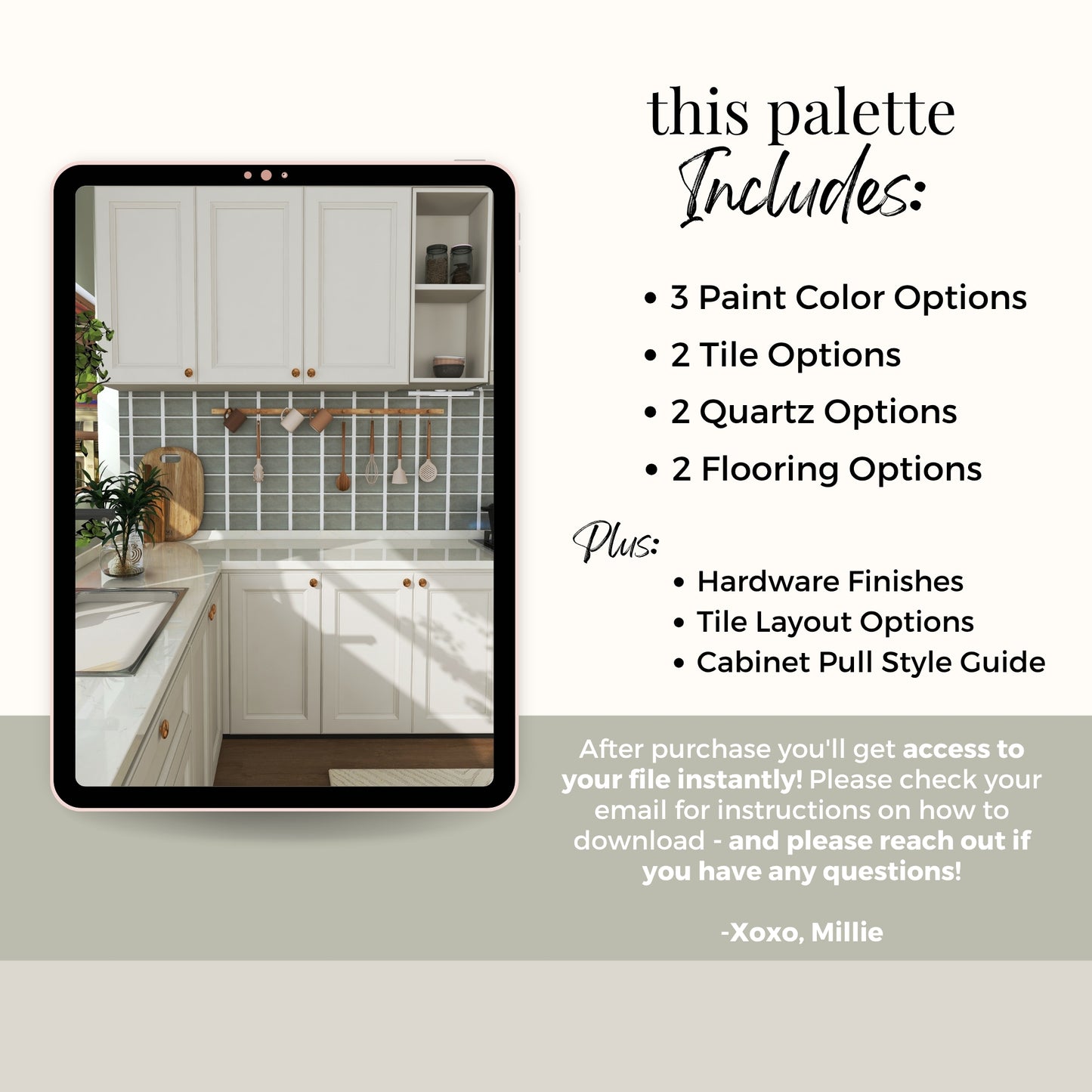 Calm Coastal Kitchen Materials Palette, Materials and Paint Colors for Renovation and New Build Kitchen Projects