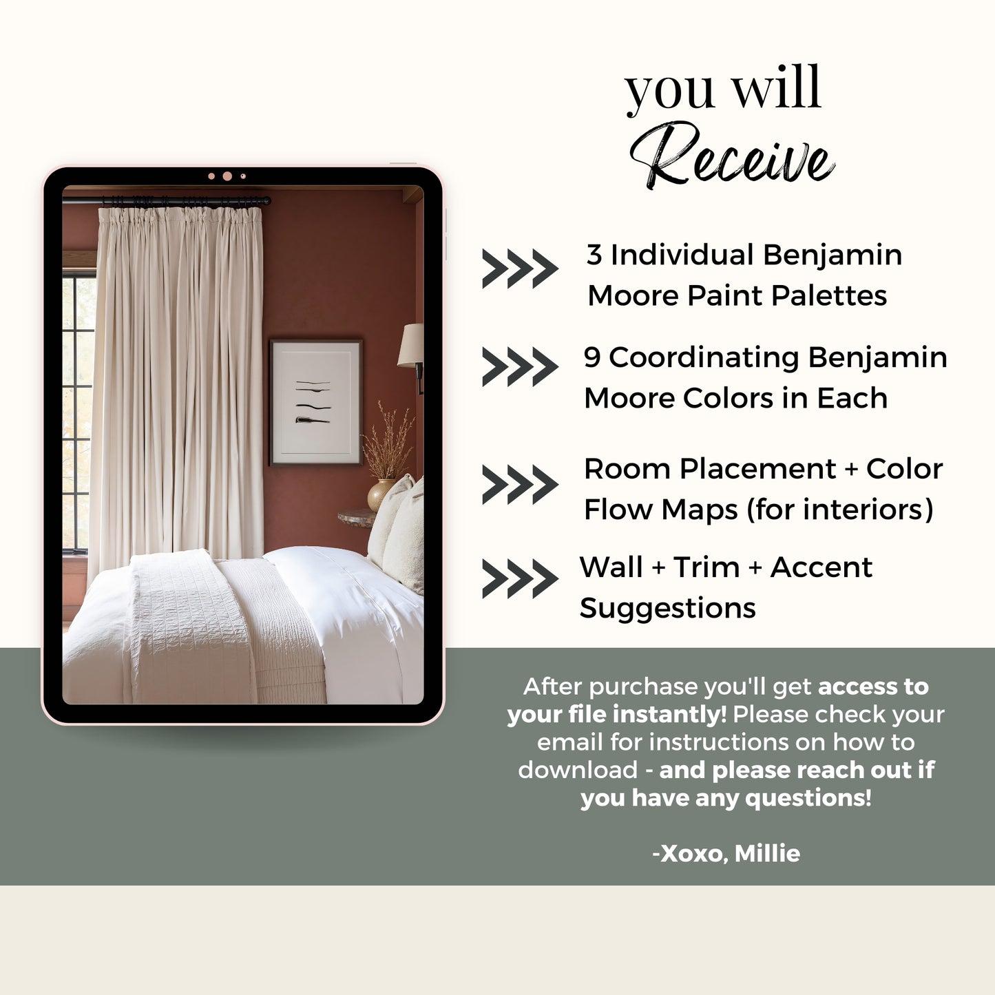 Swiss Coffee Benjamin Moore Paint Palette Collection, Neutral Interior Paint Colors for Home | Warm Whites  | Timeless Blues and Greens