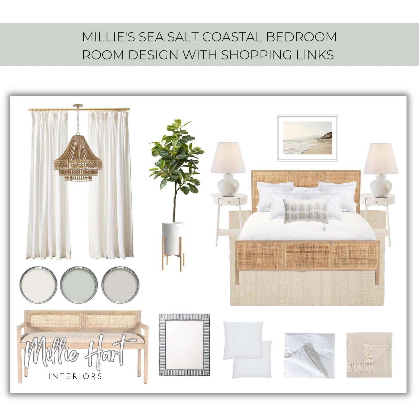 Sea Salt Coastal Bedroom Design Board