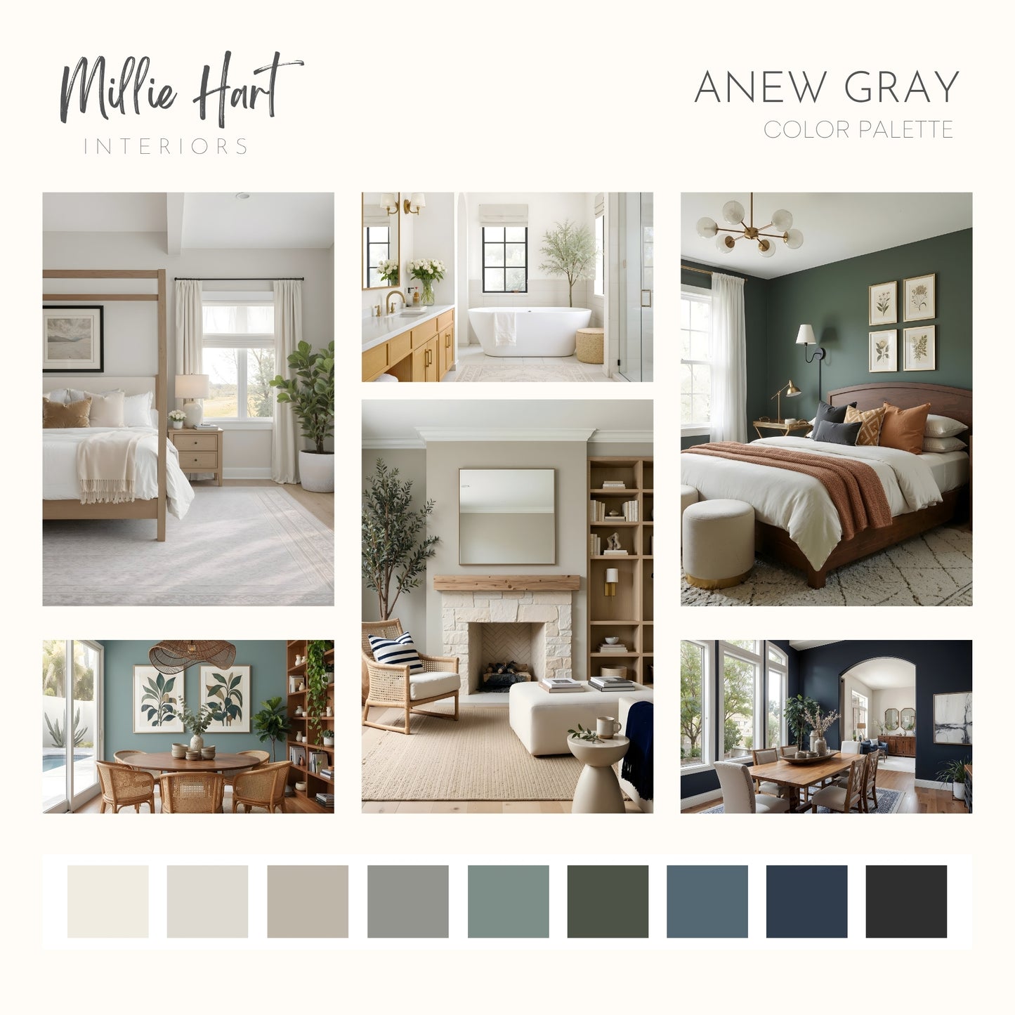 Anew Gray Sherwin Williams Paint Palette | Modern Interior Paint Colors | Coordinating Neutrals