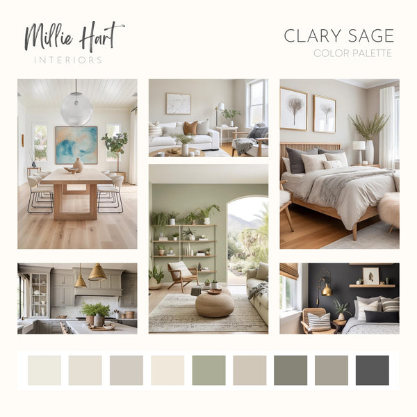 Clary Sage Sherwin Williams Paint Palette, Warm Neutral Interior Paint ...