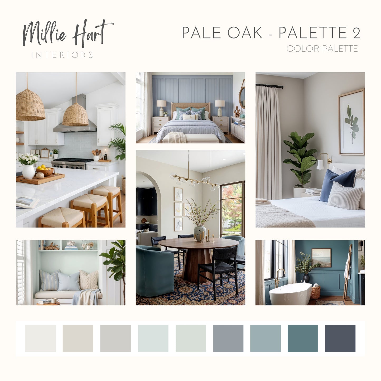Pale Oak - #2 Benjamin Moore Paint Palette | Timeless Neutral Interior Paint Colors | Transitional Coastal Color Scheme