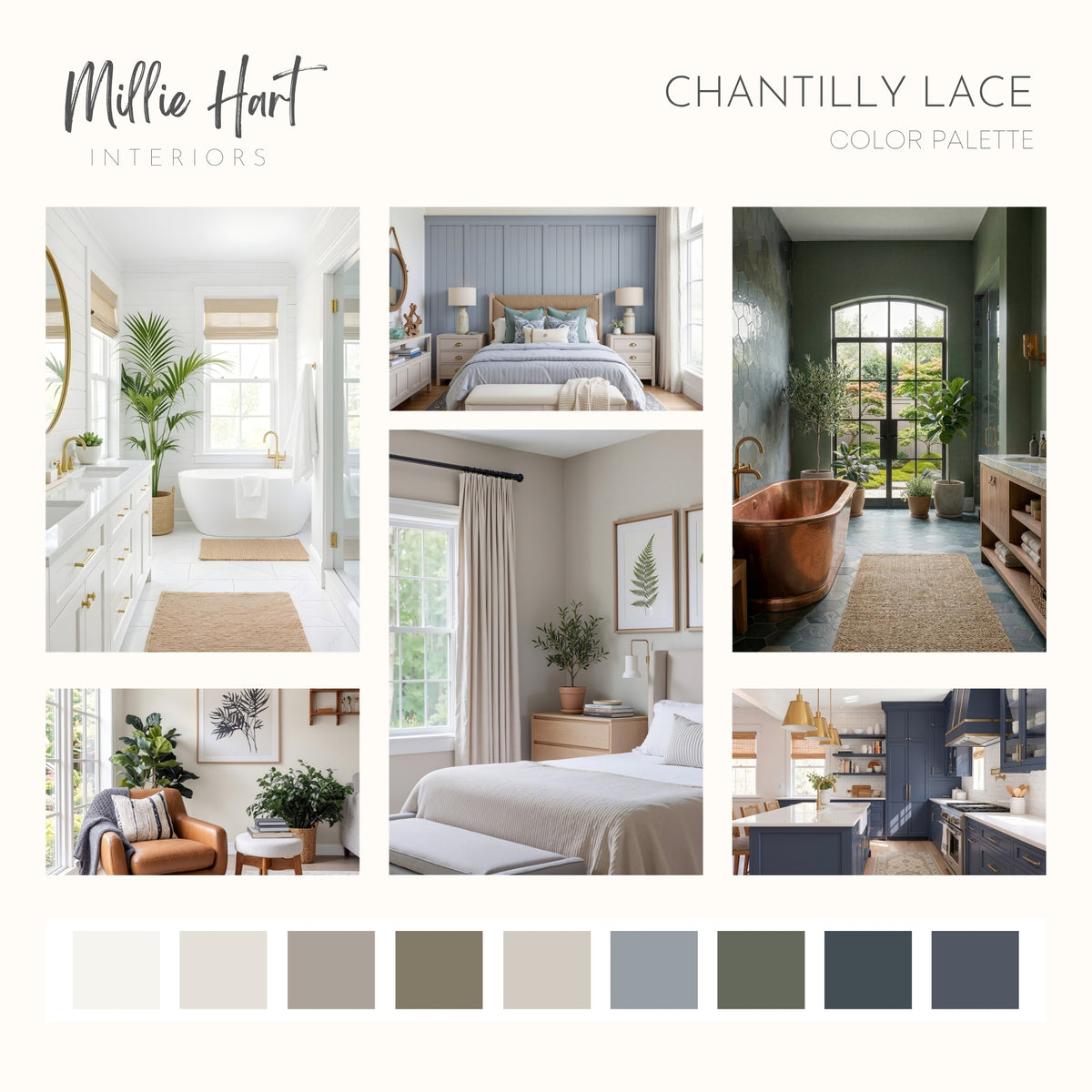Chantilly Lace Benjamin Moore Paint Palette | Timeless Neutral Interior Paint Colors | Warm Neutrals | Rich Timeless Colors