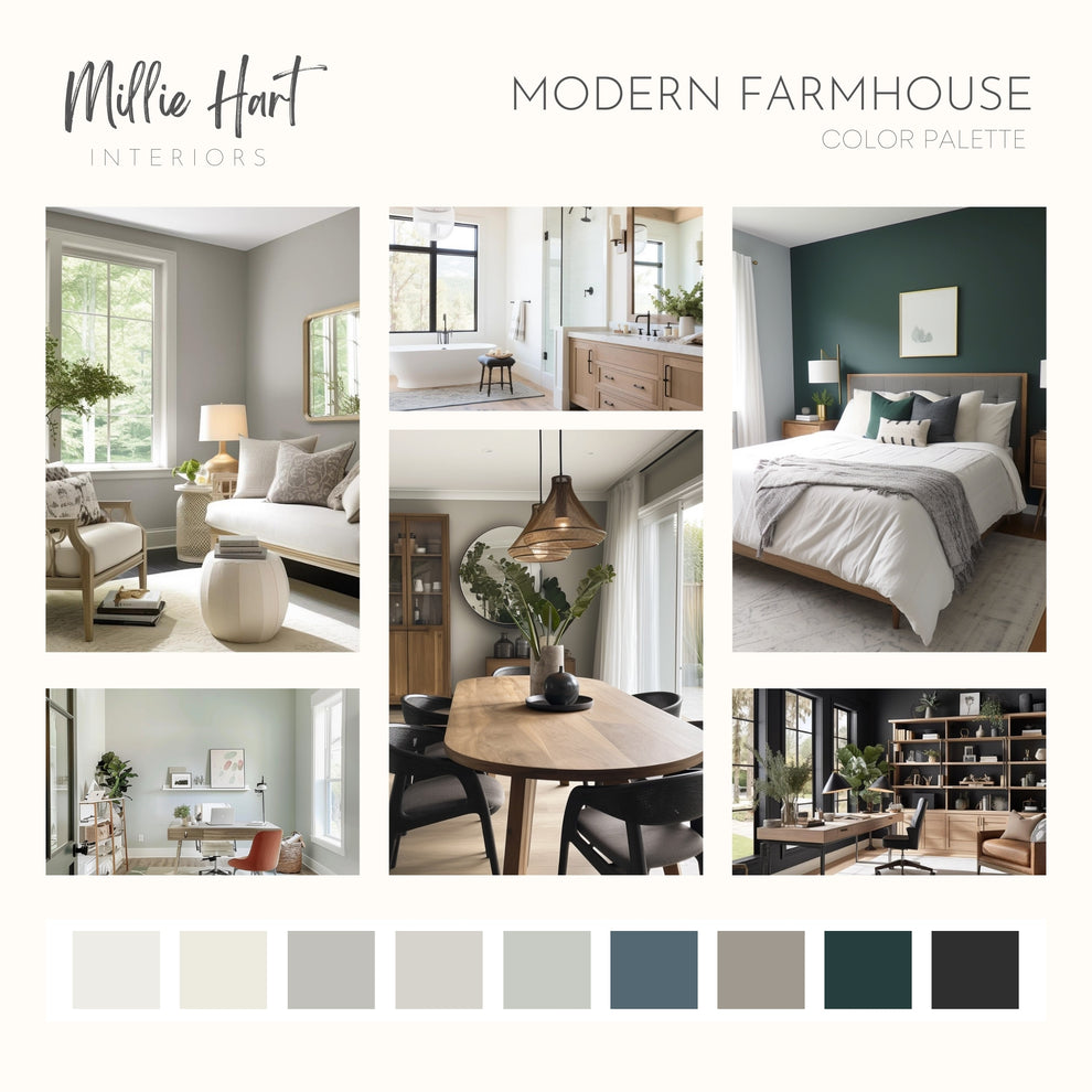 Modern Farmhouse Benjamin Moore Paint Palette, Neutral Interior Paint ...