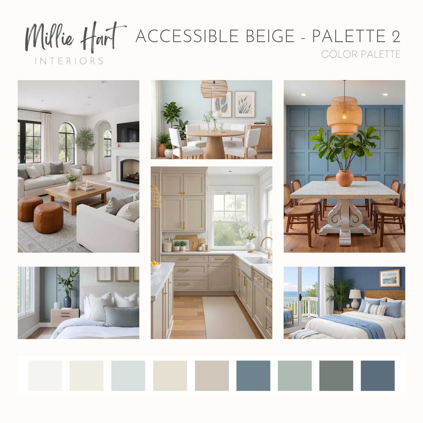 Accessible Beige - Palette Two | Sherwin Williams Paint Palette | Neutral Interior Paint Colors for a Calm Home | Light Neutral Color Scheme