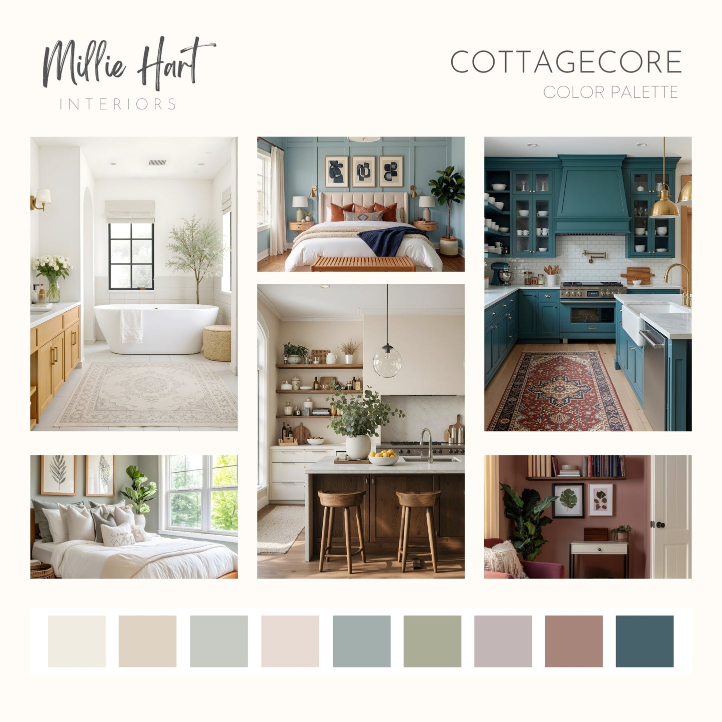 Cottagecore Sherwin Williams Paint Palette, Interior Paint Colors for Home, Modern Neutrals, Warm and Cozy, Natural Linen