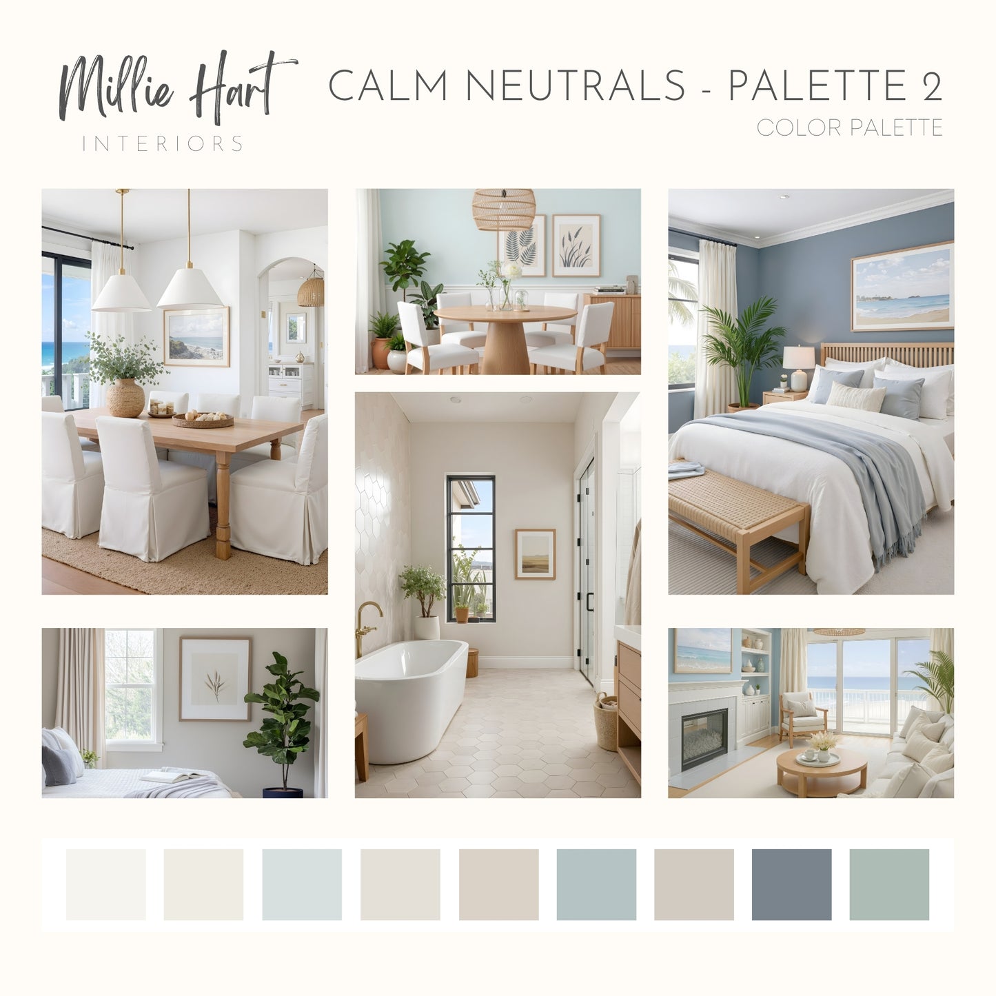 Calm Neutrals - Palette Two | Sherwin Williams Paint Palette | Neutral Interior Paint Colors for a Calm Home | Light Neutral Color Scheme