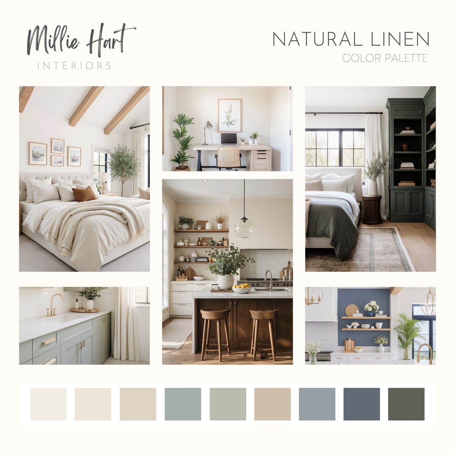 Natural Linen Sherwin Williams Paint Palette, Neutral Interior Paint Colors, Transitional, Mediterranean Coastal Color Scheme