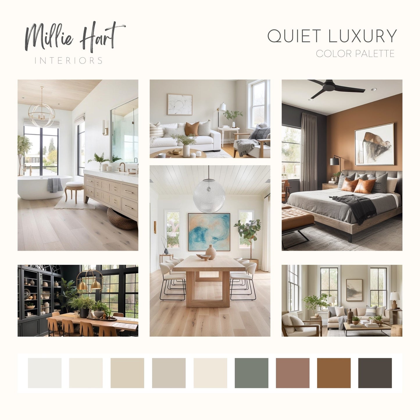 Quiet Luxury Benjamin Moore Paint Palette, Interior Paint Colors for Home, Modern Neutrals, Warm and Cozy, Smokey Taupe Compliments, Moody Earth Tones