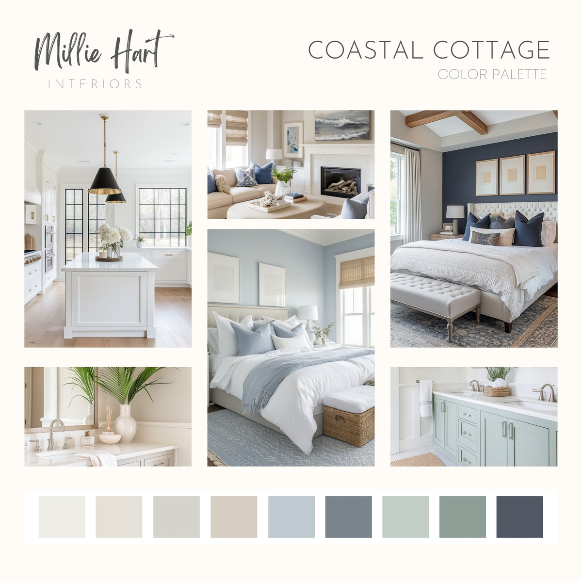 Coastal Cottage Sherwin Williams Paint Palette, Paint Colors for Home ...