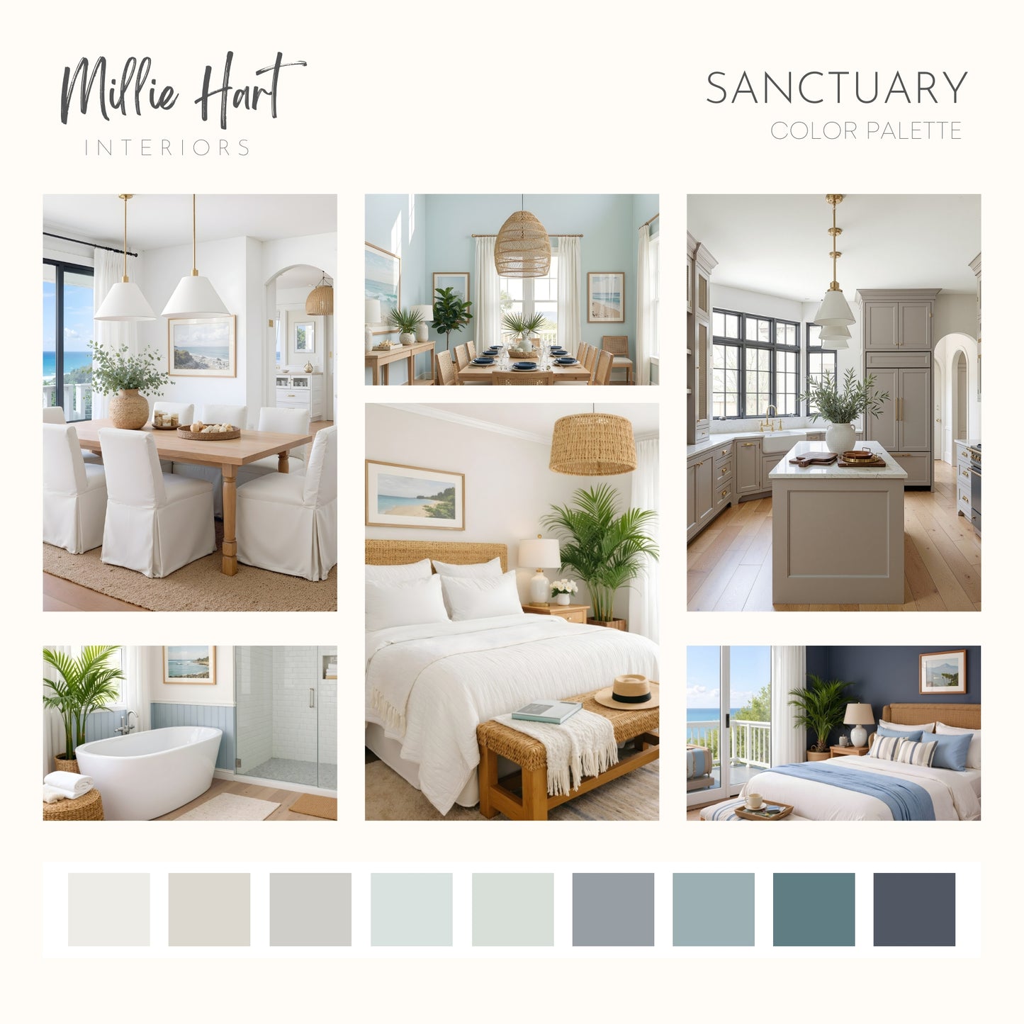 Sanctuary Sherwin Williams Paint Palette | Calm Neutral Interior Paint Colors for Home | Airy Interior Design Color Palette