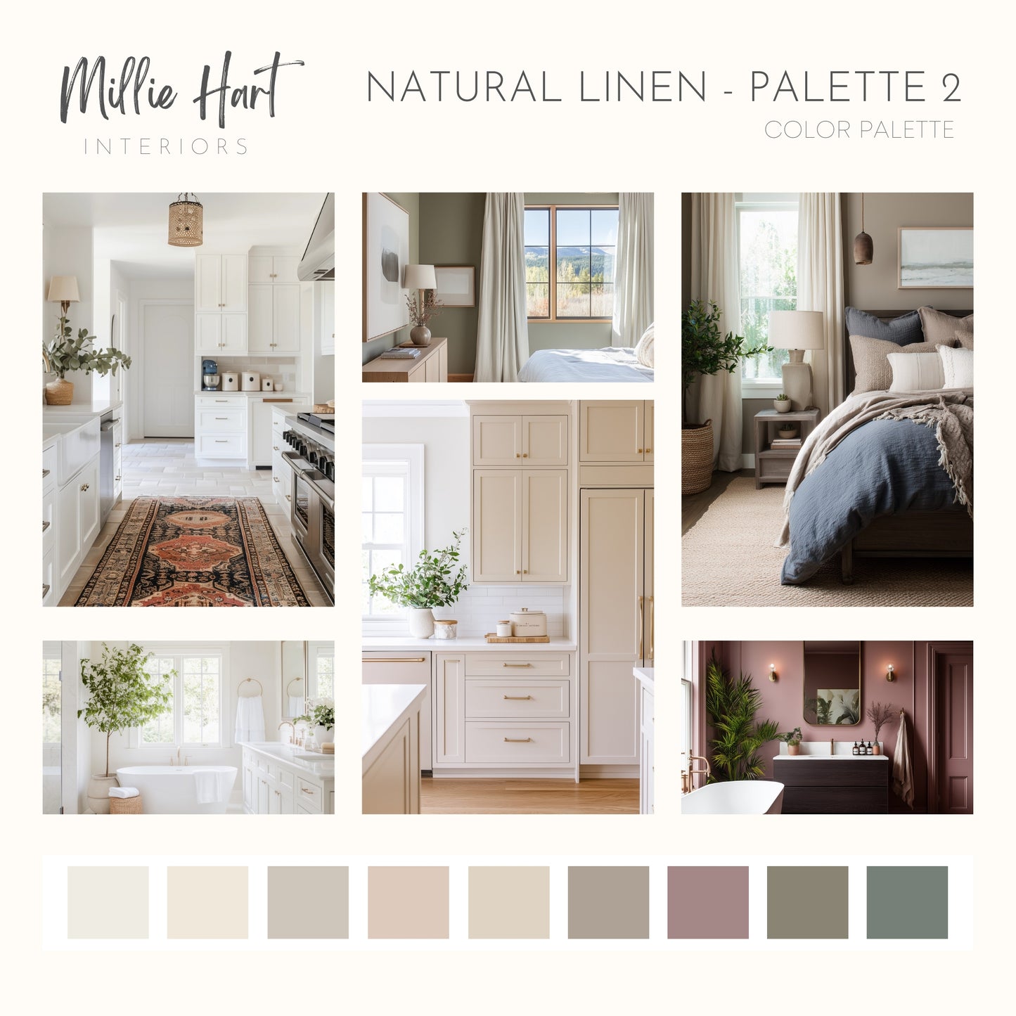 Natural Linen Palette Two, Sherwin Williams Paint Palette, Neutral Interior Paint Colors, Cozy Earthy Neutrals, Classic