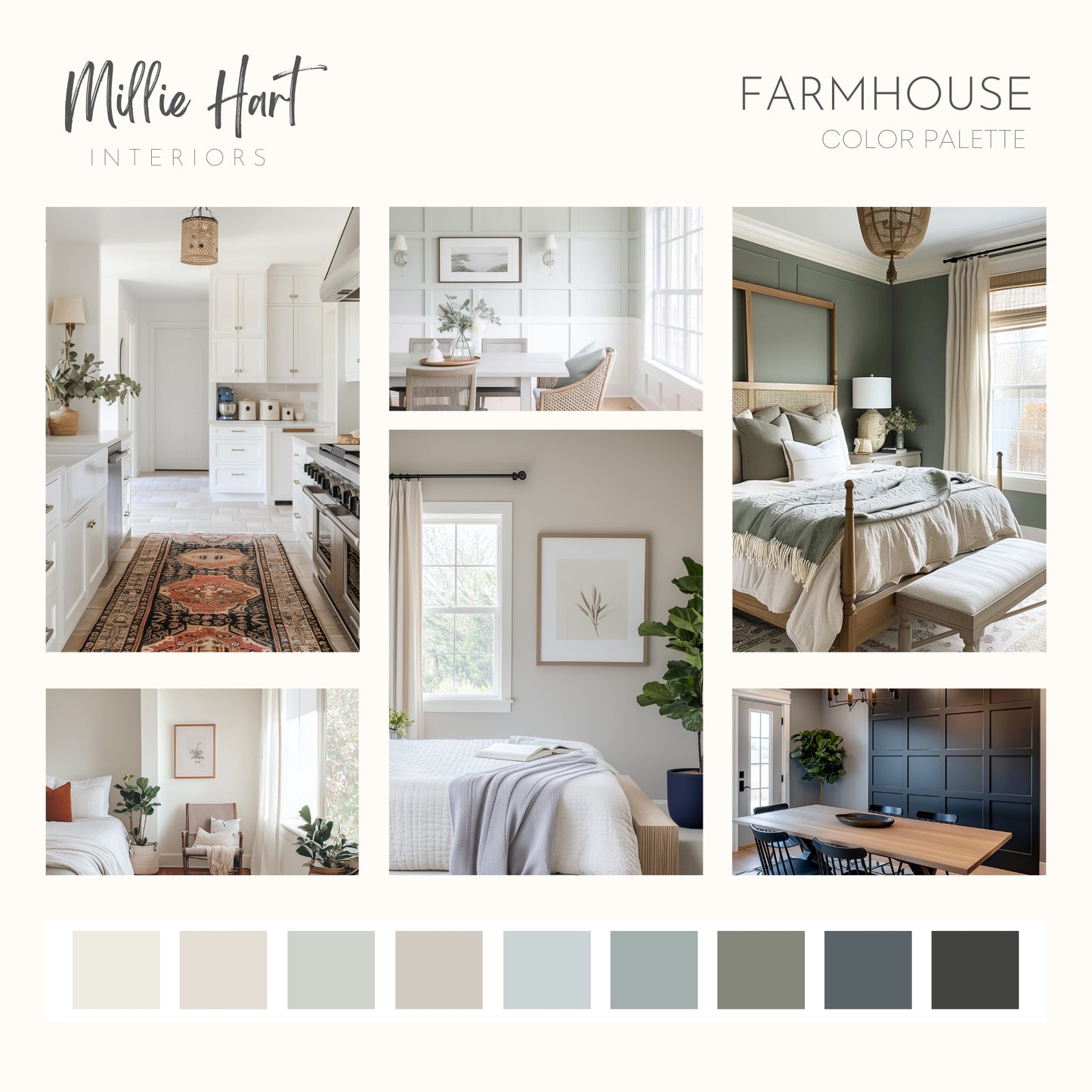 Farmhouse Sherwin Williams Paint Palette, Neutral Interior Paint Colors, Modern Farmhouse Color Scheme, Willowleaf