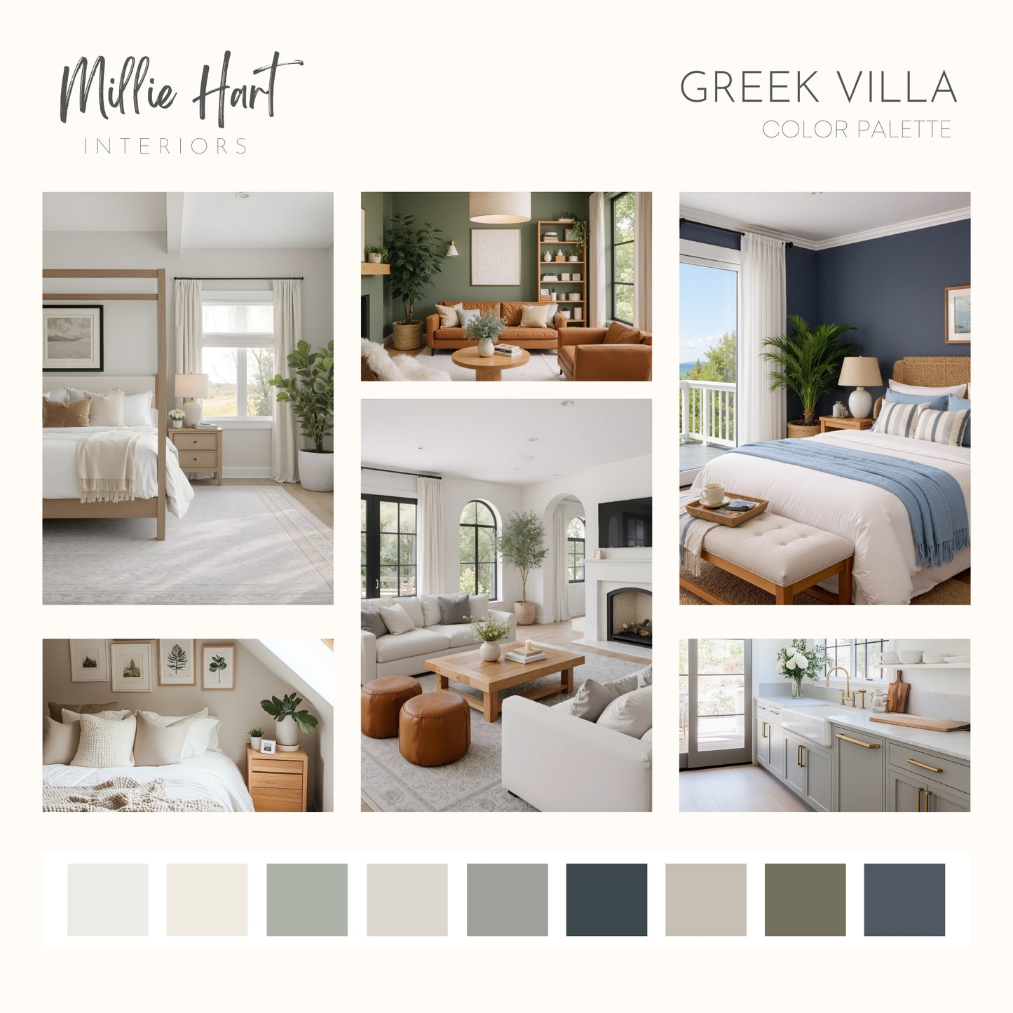Greek Villa Sherwin Williams Paint Palette, Neutral Interior Paint Colors, Lake House Color Scheme, Drift of Mist