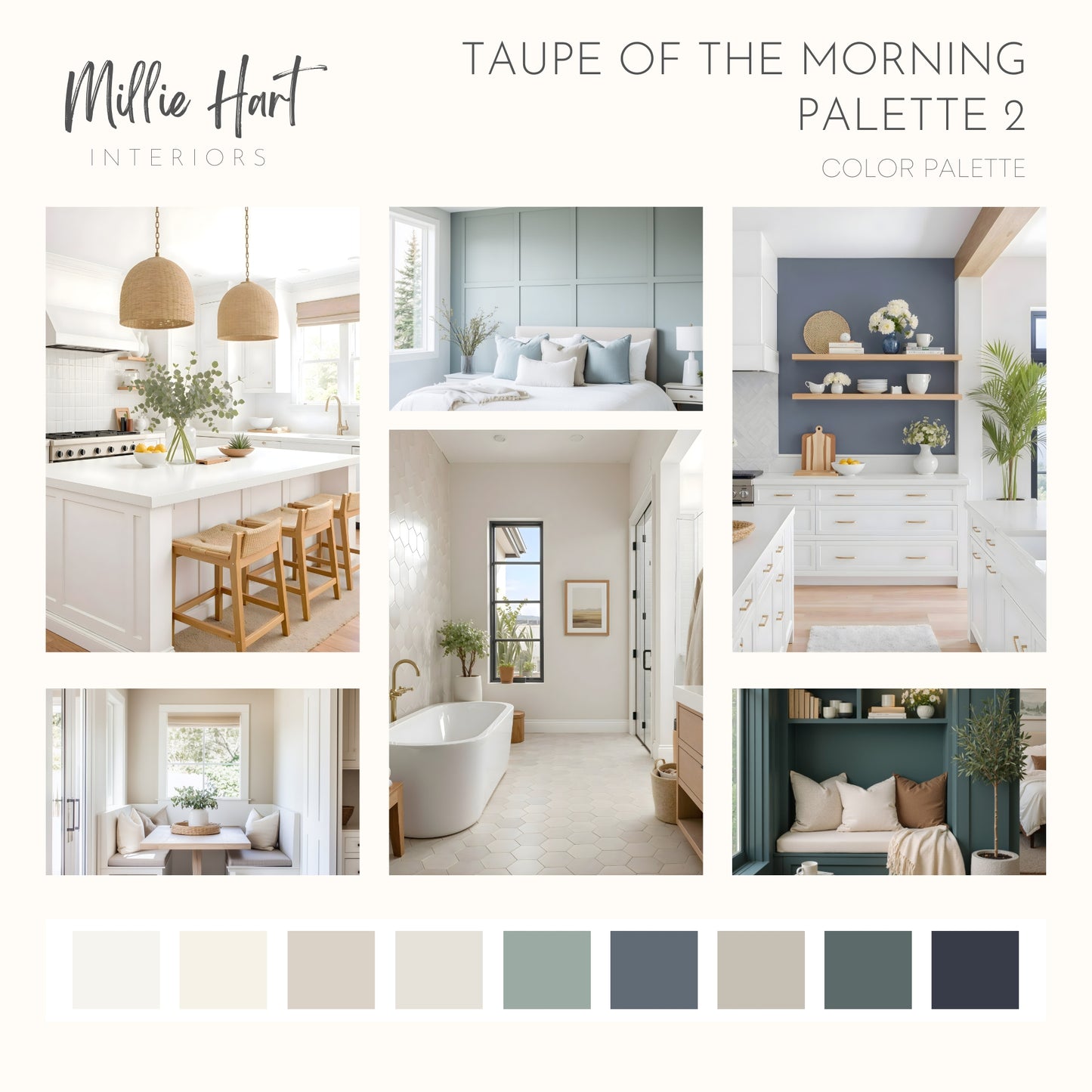 Taupe of the Morning - Palette Two, Sherwin Williams Paint Palette, Neutral Interior Paint Colors, Transitional, Warm Neutrals, Sanctuary