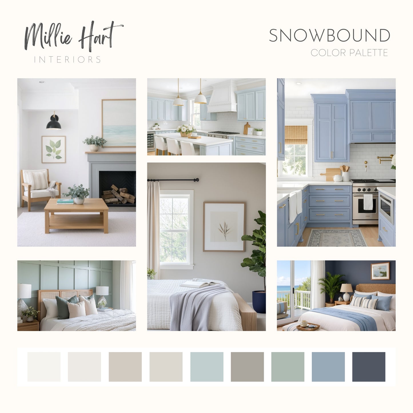 Snowbound Sherwin Williams Paint Palette, Neutral Interior Paint Colors, Coastal Cottage, Calm House