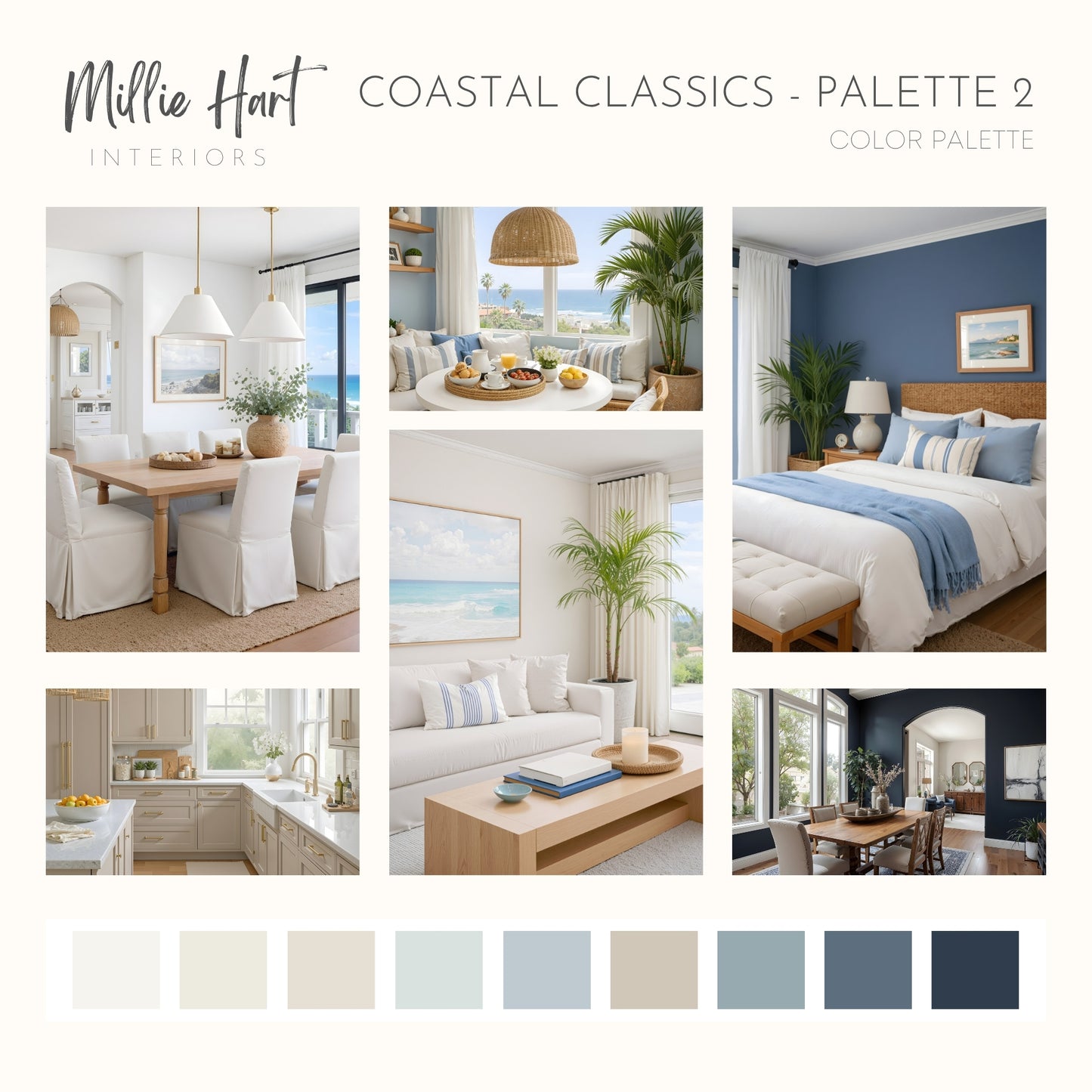 Coastal Classics - Palette Two | Sherwin Williams Paint Palette | Coastal Neutrals | Timeless Beach House Color Scheme