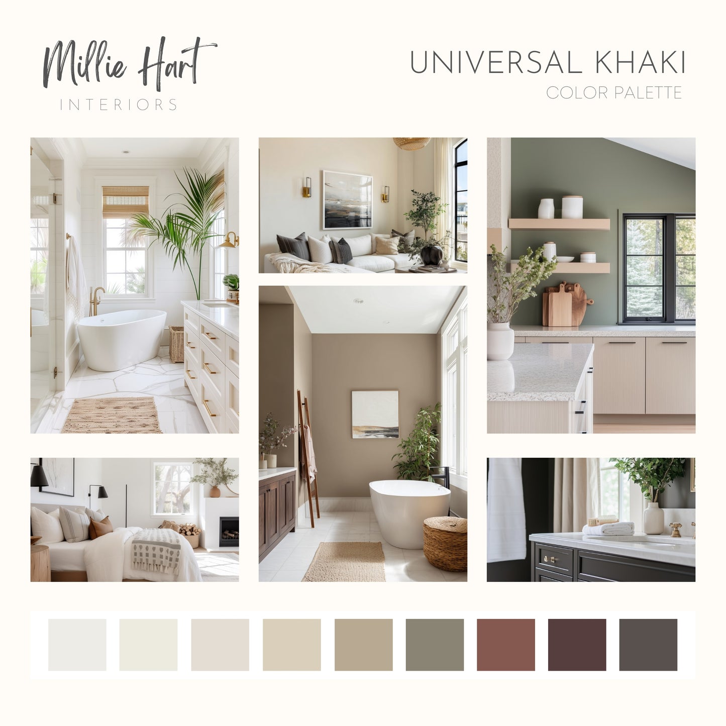 Universal Khaki Sherwin Williams Paint Palette, Neutral Interior Paint Colors, Transitional, Warm Neutral Color Scheme
