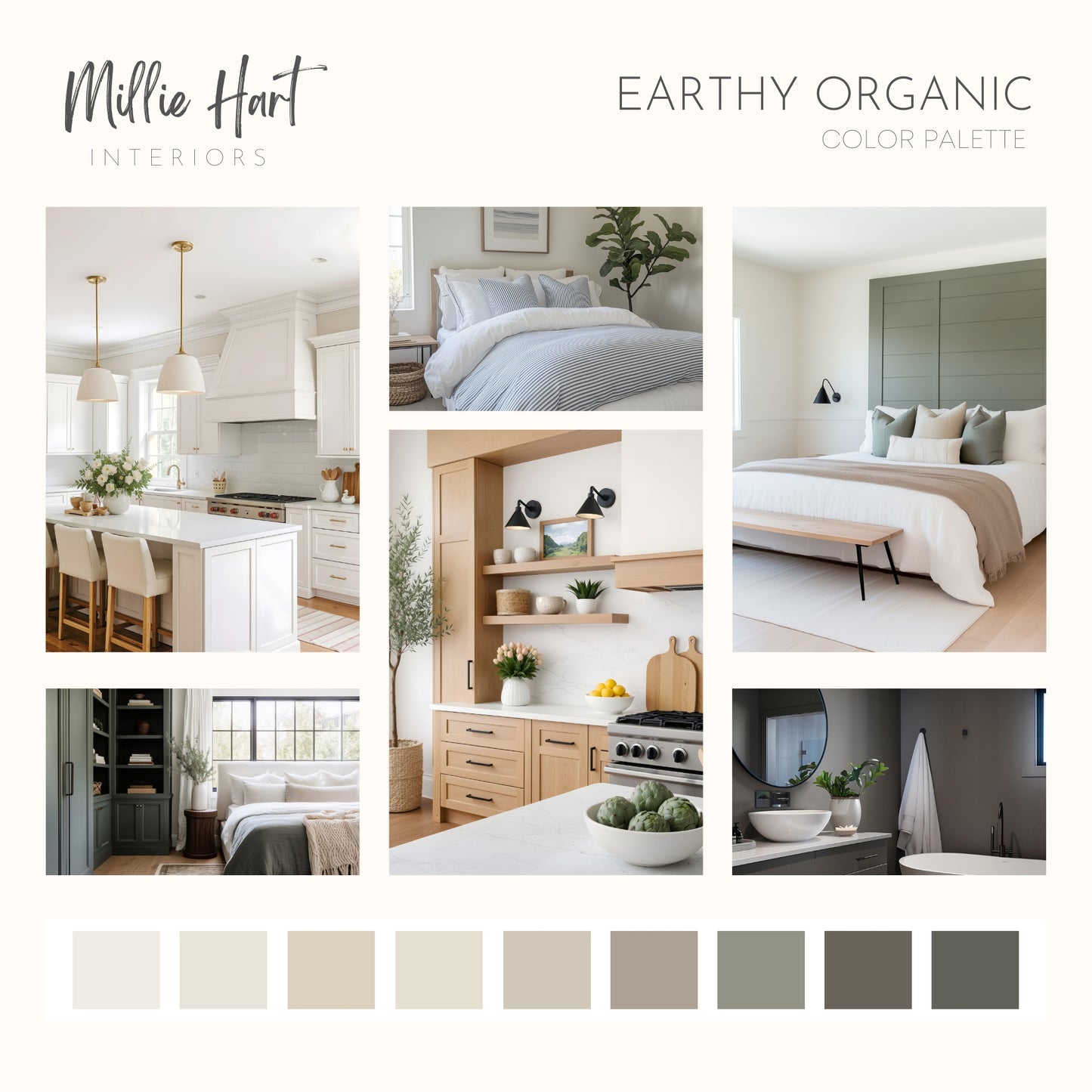 Earthy Organic Sherwin Williams Paint Palette, Interior Paint Colors for Home, Modern Neutrals, Warm and Cozy, Neutral Ground