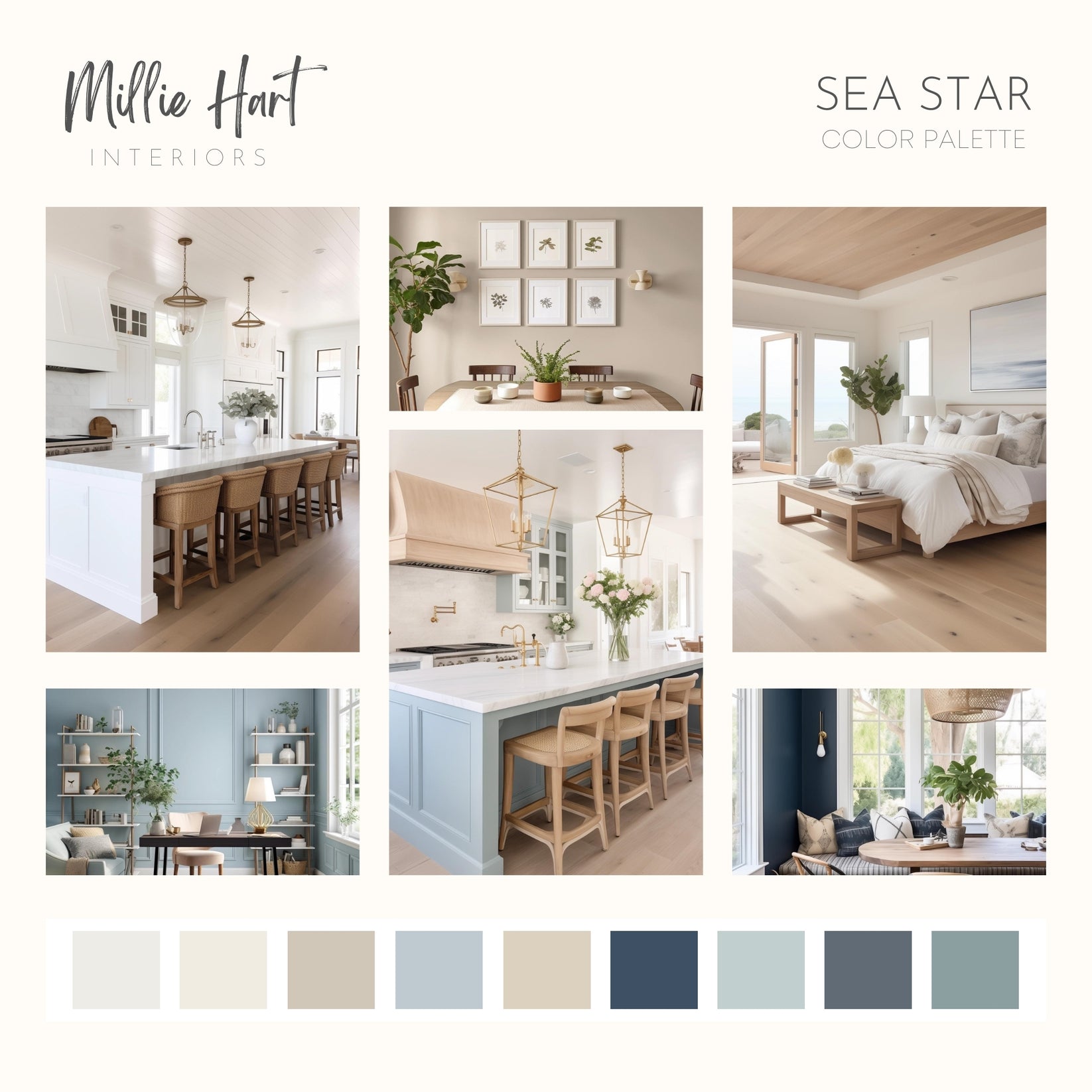 Sea Star Benjamin Moore Paint Palette, Interior Paint Colors for Home