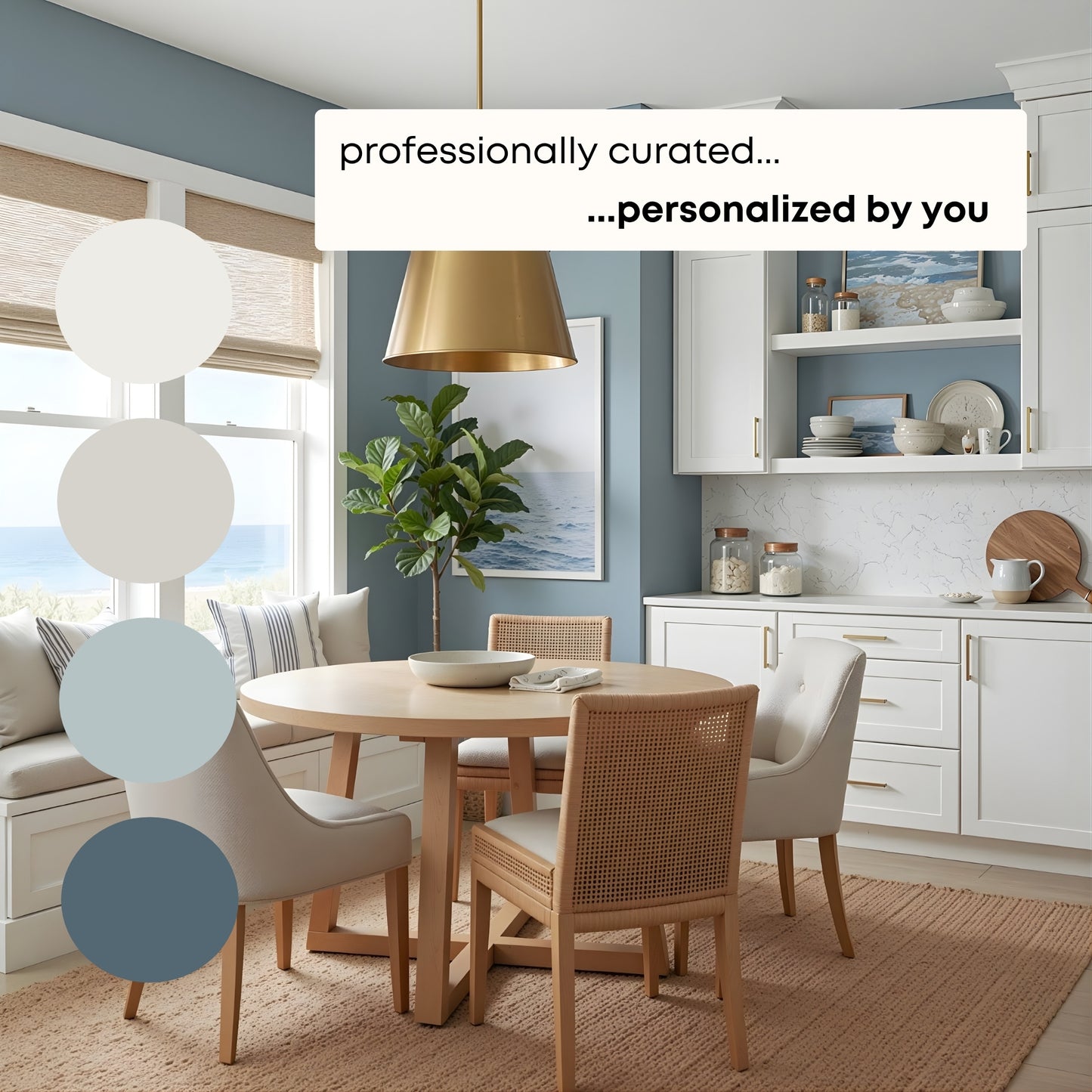 Calm Coastal Benjamin Moore Paint Palette | Peaceful Neutral Beach House Interior Paint Colors for Home