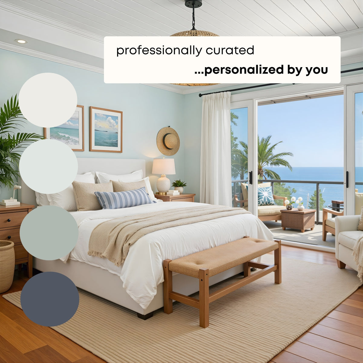 Calm Coastal - Palette Two | Sherwin Williams Paint Palette, Neutral Coastal Interior Paint Colors for Home, Coastal Color Scheme, Pure White
