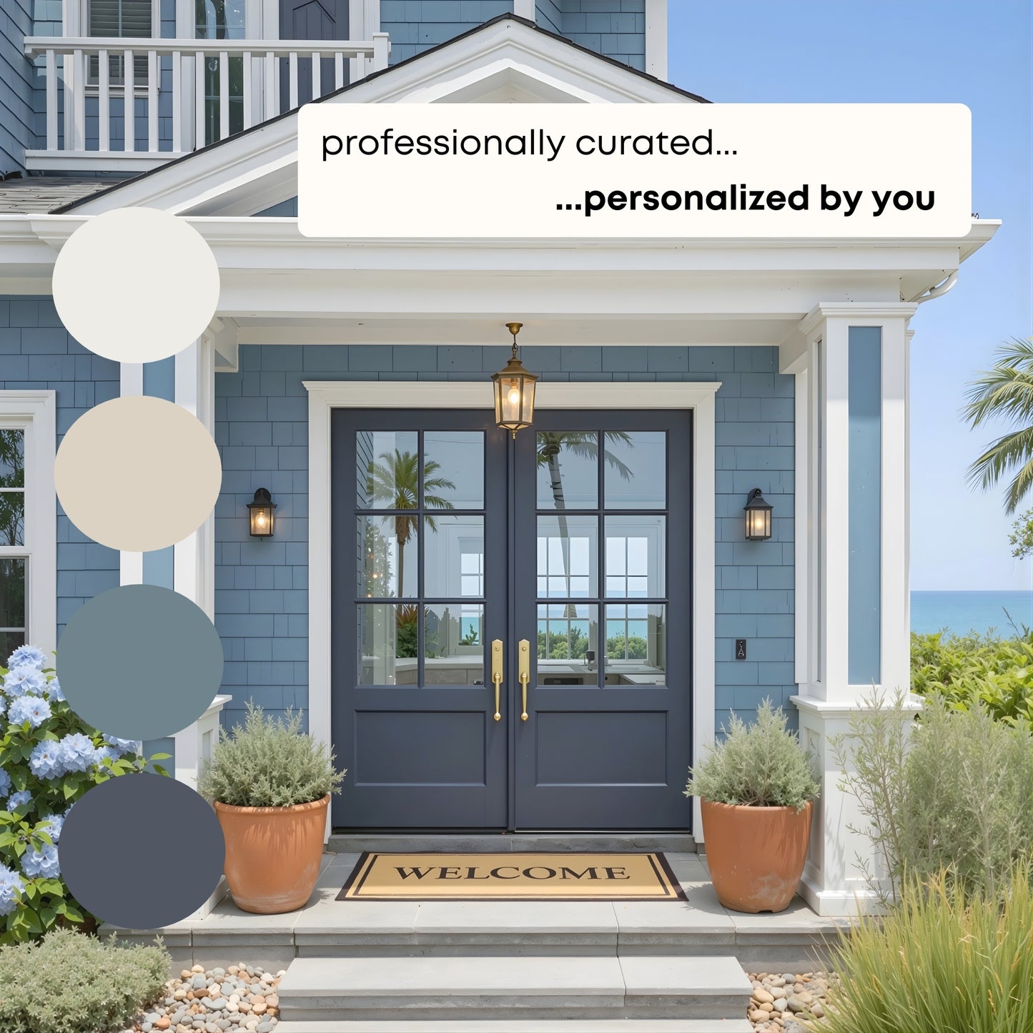 Classic Coastal Exterior Sherwin Williams Paint Palette, Beach House Exterior Paint Colors, Coastal Exterior Scheme, Classic Palette