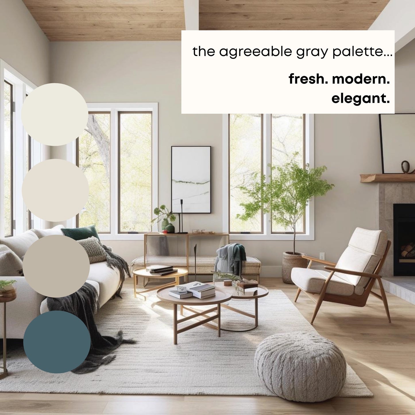 Agreeable Gray Sherwin Williams Paint Palette - Modern Neutral Interior Paint Colors for Home - Coordinating Interior Design Color Palette, Sherwin Williams