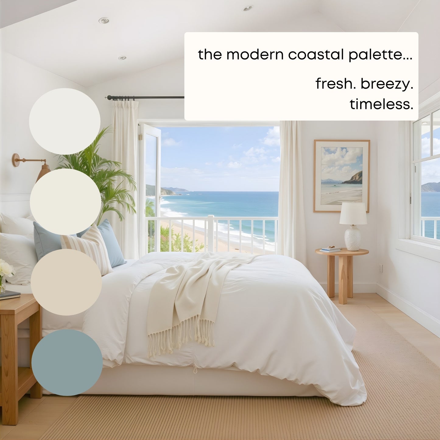 Modern Coastal Sherwin Williams Paint Palette | 9 Coordinating Interior Paint Colors | Coastal Design Color Scheme