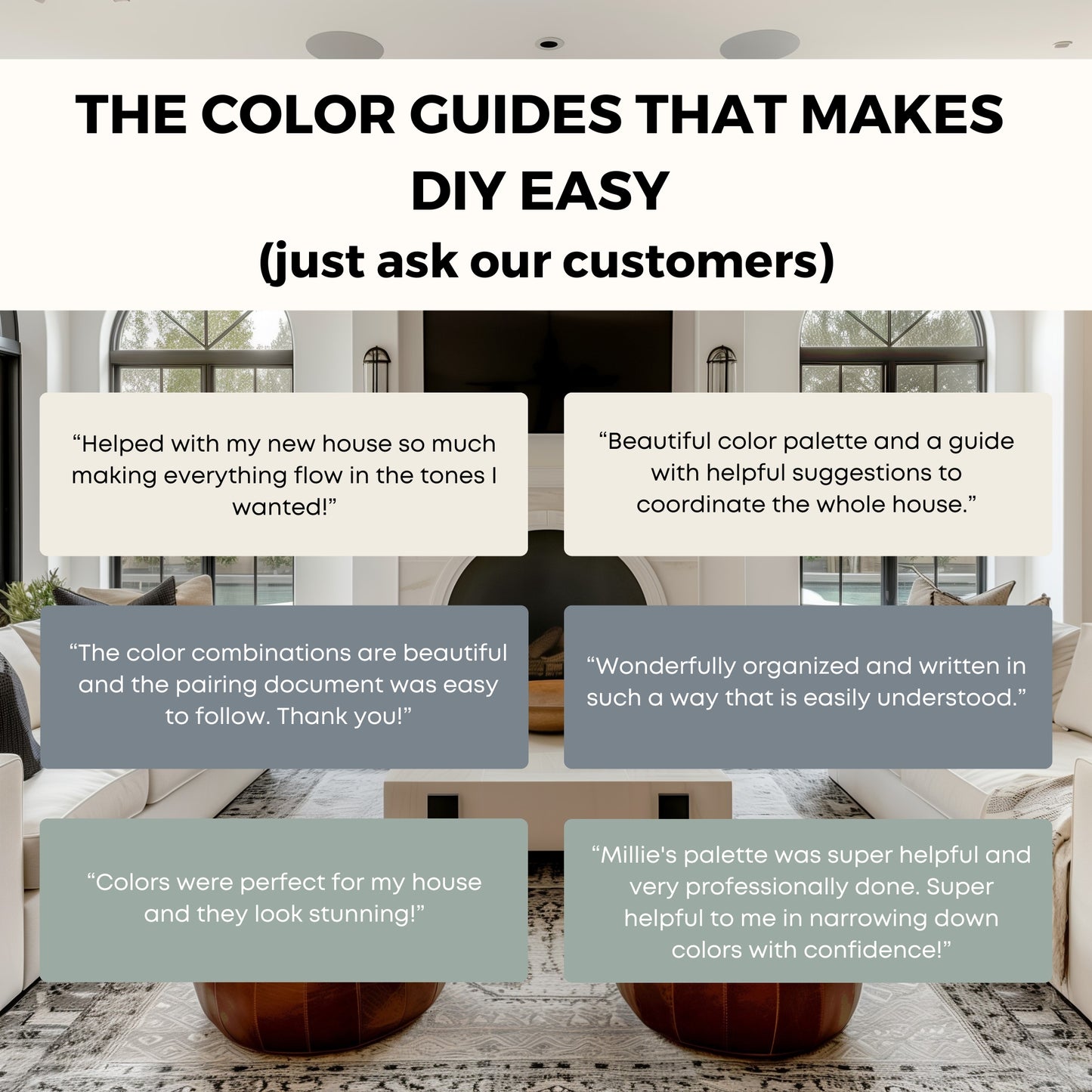 Swiss Coffee Benjamin Moore Paint Palette Collection, Neutral Interior Paint Colors for Home | Warm Whites  | Timeless Blues and Greens